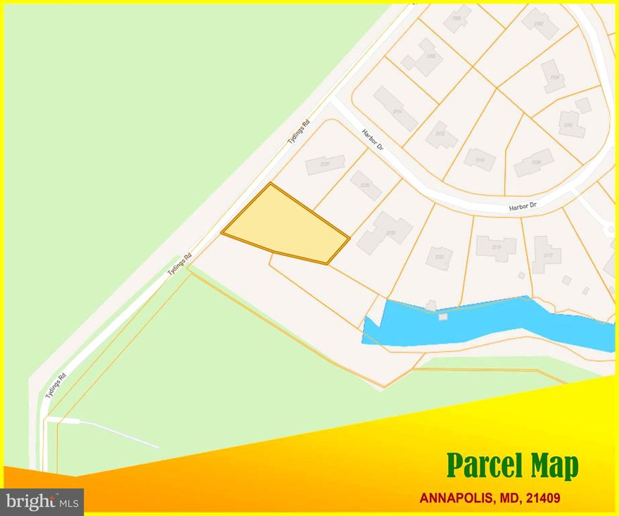 ONLINE AUCTION: Bidding begins 2/22 @ 10:00 AM. Bidding ends 2/26 @ 12:30 PM. List Price is Suggested Opening Bid. Deposit: $5,000. Located in the waterfront neighborhood of Tydings on the Bay, this 0.494-acre lot of land offers approximately 21,510 square feet of space. The neighborhood is known for easy access to Podickory Creek/the Chesapeake Bay. JUST MINUTES to many attractions, including: Sandy Point State Park, Safe Harbor Podickory Point, Bay Hills Golf Club, and Anne Arundel Community College. The parcel's location near major traffic arteries MD-301 (Blue Star Memorial Highway) & MD-2 (Governor Ritchie Highway) also provides convenient access to shopping, dining, and entertainment.
