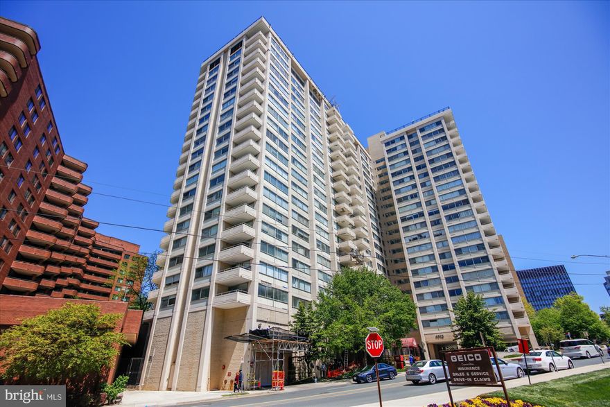Fabulous and spacious Wi-Fi smart unit, with a classic Mid Century Modern feel in this tastefully redone condominium home!  This corner unit in the Willoughby has a centrally located foyer , which leads to your living room, and features panoramic views of the Friendship Heights city skyline. Wi-Fi curtains grace the windows in the living room and dining rooms... fully programmable to open and close as you wish. Step out onto the balcony to enjoy meals outside or to just enjoy those spectacular views. Enjoy the warmth of wood cabinets in the updated kitchen with a newer refrigerator, smart oven - with remote access, wine/beverage cooler, USB wall sockets.  A breakfast bar opens to a formal dining room- not only great for entertaining , but also featuring a  walk-in closet large enough to be used as a home office!
 This fantastic floor plan offers three bedrooms and two renovated full baths. The third bedroom/den creates a lovely, versatile space and includes a  new sofa with a pull-out sofa bed (unused) and a mounted wall TV with surround sound. (The den furniture can stay and be used by the new tenant.) Utilities are included in the  monthly rent.
