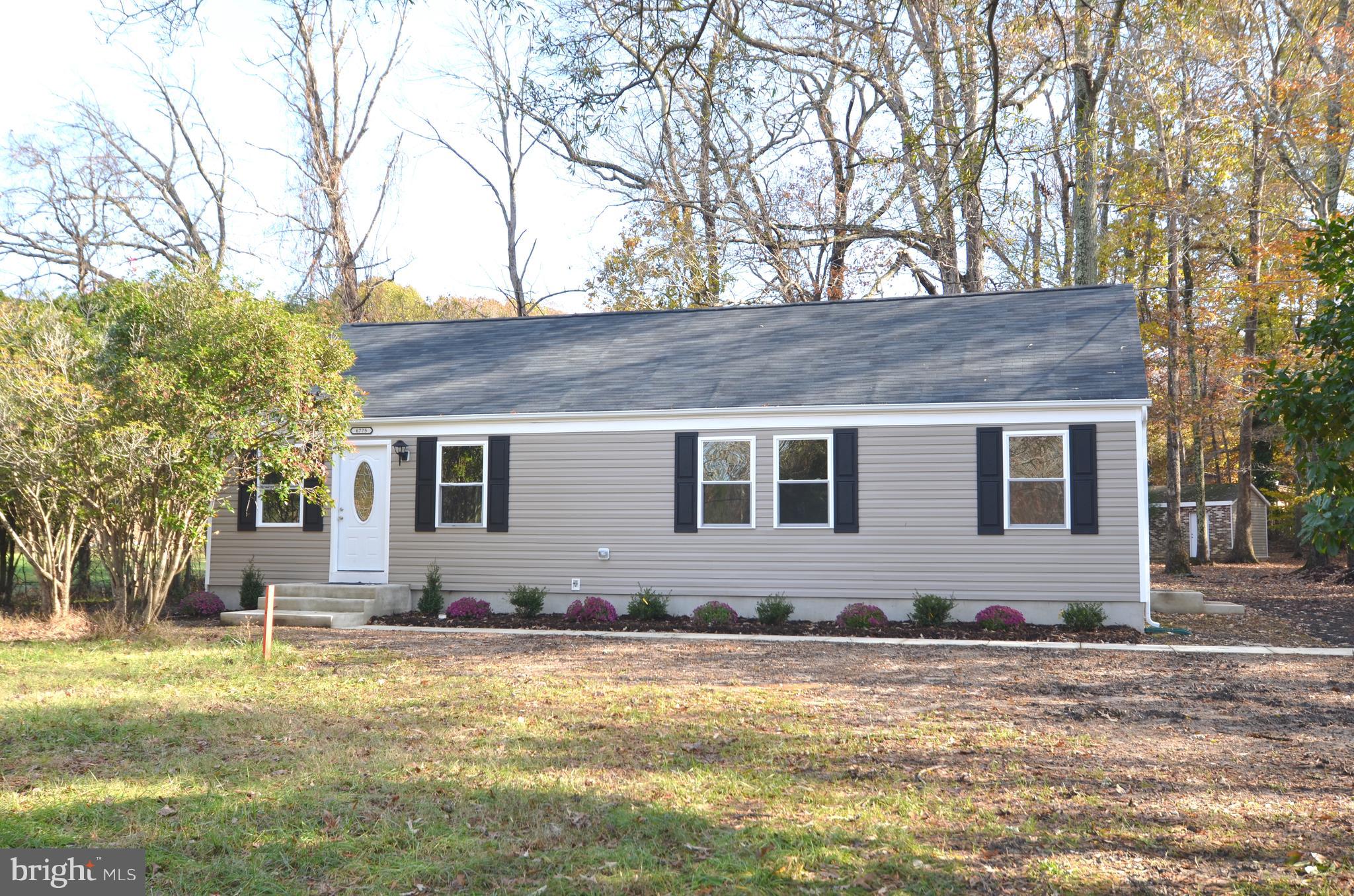 Newly renovated 3BR 2FB Rambler on private lot. Custom designed kitchen with granite counter tops, ceramic tile backsplash, stainless steel appliances and recessed lighting. Master bedroom features walk-in closet and full bathroom with custom ceramic tile surround and linen closet. Hall bath also features a custom ceramic tile tub surround. Front loading washer and dryer in separate laundry/utility room. Fire suppression sprinkler system installed as part of the renovation. All doors, windows, siding, roof shingles, gutters/downspouts, electric and plumbing fixtures, wiring and plumbing, flooring, kitchen, bathroom vanities, mechanicals and HVAC, and more, replaced as part of renovation (see feature list for full renovation description). All renovations completed with Charles County permits. Seller can accommodate a quick settlement! Home located approx 5 min drive from Marshall Hall Park and boat ramp.