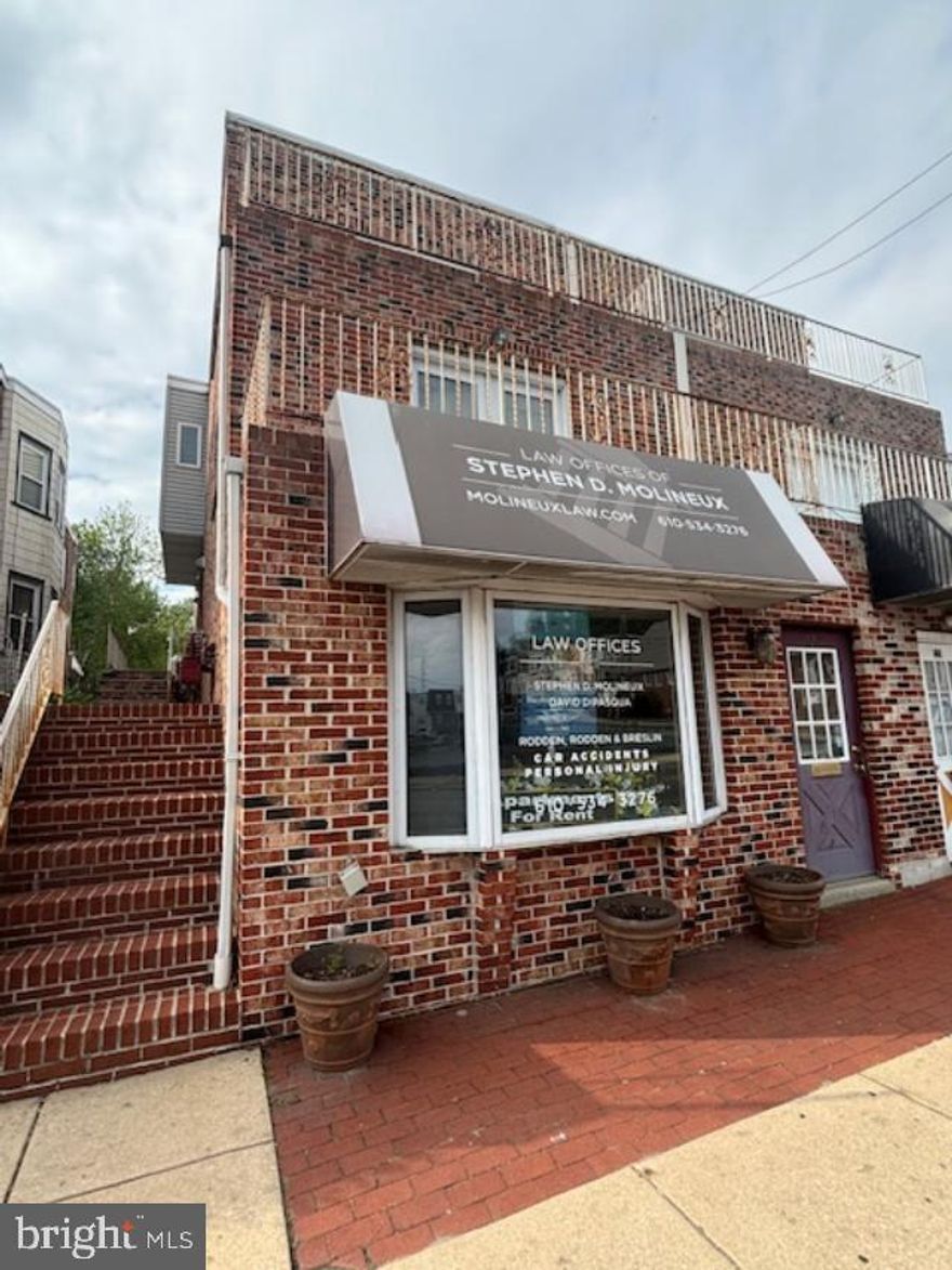 This Collingdale Twin was renovated/expanded in the 1970's and is located in the ZONE C Business District. The first floor Lawyer's office has been there for decades and includes reception area, bathroom, 3 offices and a storage room. Office is owner occupied and with a projected rent of $1300. There are 2 (one) bed apartments on the 2nd floor, front unit has a balcony with nice view of the city, currently vacant with projected rent of $800. Back unit has long-term tenant who pays $700. And a large one bed apartment on the 3rd floor also has a balcony with a better view of the city and long-term tenant at $850. All units have their own washer/dryer, heater/AC and hot water heater, paid by tenants.