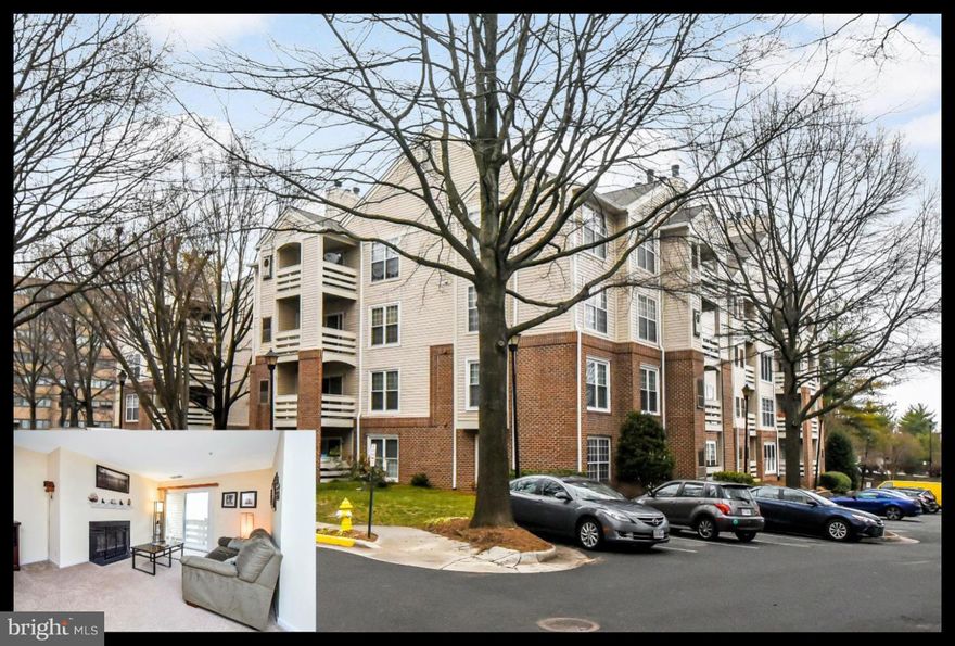 Bright and spacious garden style condo with cozy living and dining room combo! Open floor plan; spacious bedrooms; wood burning fireplace; balcony overlooking cherry trees & common space.  Black granite kitchen counters, top of the line stainless steel appliances. Easy commute; close to metro bus stop, shopping, schools, library, old town, etc. Community pool, Elevator and ample parking.