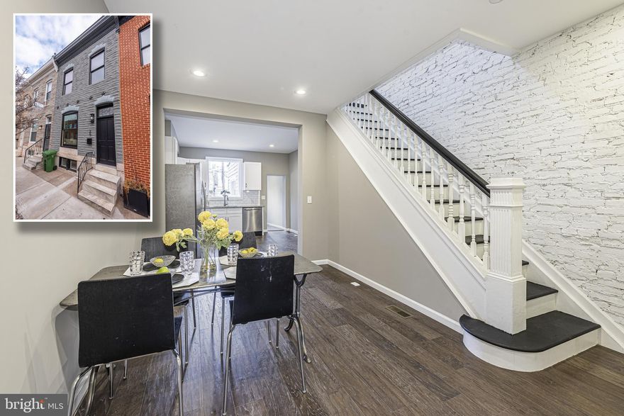 PICTURE PERFECT CHAP RENOVATION WITH 3 FINISHED LEVELS AND OFF STREET PARKING!  Over 1,500 sq. ft. of living space featuring wood floors throughout the upper levels, an open floor plan with exposed brick, spacious living room with a dining area, a Chef's kitchen with ss appliances & granite counters, Primary bedroom suite with a full bath and a 2nd bedroom with a hall full bath, finished basement with a family room or 3rd bedroom, a 3rd full bath, and ample storage space, and a rear gated patio that opens for a parking pad!  Located close to Johns Hopkins and Patterson Park!  CHAP Tax Credit - SAVE THOUSANDS!!