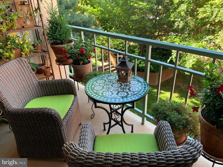 This hidden gem in Old Town Alexandria offers the unique blend of a quiet leafy neighborhood with unsurpassed convenience for urban living.  The well-maintained cozy unit enjoys the warmth and sunlight of a southern exposure with large windows and a coveted balcony that overlooks a beautiful wooded courtyard. The elegant interior is accented by crown molding, wood floors, privacy shutters, wood cabinetry, and travertine.  The location is ideal with restaurants, bars, coffee shops, stores, and the metro within easy walking distance —  Steps from Braddock Road Metro Station (directly across the street)
Steps from major biking and walking trail that runs 20 miles from Washington, DC to George Washington’s Mount Vernon Estate -- 5 blocks from King Street in the heart of historic Old Town Alexandria -- 5 blocks from the charming Del Rey neighborhood — a mixed commercial/residential area along Mount Vernon Avenue
Residents also enjoy access to an underground parking garage, bike storage rooms,  a well-equipped gym, a large event/party room with kitchen, and an outdoor picnic/grilling area. The complex is carefully maintained by a dedicated building manager and maintenance superintendent who are onsite during the week.