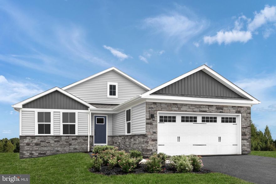 The to-be-built Dominica Spring, at Burwell in Martinsburg, is the right fit for a classic, grand lifestyle. Walking in through the foyer or 2-car garage places you inside the open, airy floor plan. The stunning great room flows seamlessly into the gourmet kitchen with expansive island and dinette. The kitchen boasts designer cabinets, granite countertops, LVP flooring and stainless-steel appliances. A formal dining room can be converted into a home-office w/ french doors, if preferred. Inside your lavish owner's suite, you'll be wowed by the oversized walk-in closet and double-vanity bath. Just outside the owner’s suite is the spacious laundry room offering ease and convenience.  Two additional bedrooms and a full bath provide comfort for family and guests. The Dominica Spring is simply undeniable. Note: Other homesites and floorplans available.  Photos are representative only. Homesite premiums may apply.  Optional basements are available.

Designed for convenience and style, these thoughtfully crafted homes offer seamless living with everything you need right on the first floor. Enjoy living in an established neighborhood close to everything you need with thoughtfully designed amenities including pickleball court, covered picnic pavilion, sidewalks, multi-use field and a playground.  Minutes to The Commons Retail Center which includes stores like Target, Best Buy, Aldi, Dick's Sporting Goods, Ulta, TJ Maxx, Old Navy, and Starbucks. Easy commuter routes allow quick access.  Just 15 minutes to Hagerstown, 40 mins to Harpers Ferry and only 45 mins to Frederick.