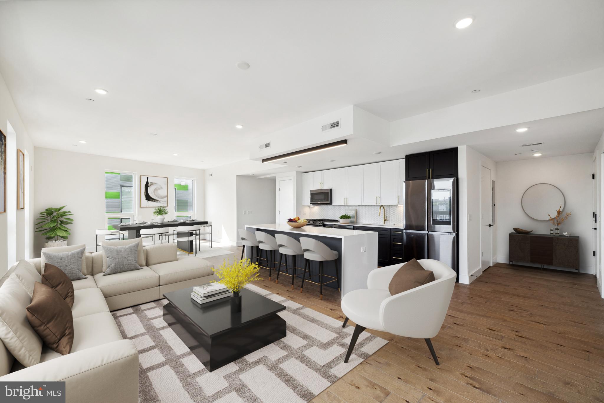 Introducing Penthouse 12 at OTTO on the Park, an absolutely unique residence in Brewerytown, Philadelphia.
The main level of this new, custom-built home boasts three bedrooms, three and a half bathrooms spread across 1,700+ Sq Ft, featuring sophisticated finishes throughout. The main attraction is one level above: a 1,000 Sq Ft private rooftop leisure and entertainment complex. This private outdoor oasis features a full-service covered kitchen that includes outdoor-grade cabinets and appliances, quartz countertops with an island with bar seating, a covered entertainment area, and a top-of-the line chef's grill. In addition to all standard utilities, the entire rooftop area is thoughtfully pre-wired with 12/24V low-voltage wiring for future lighting and sound upgrades, and has built-in footings to anchor an additional pergola.
Designed by award-winning architects and crafted to the highest standards, this penthouse offers 8.5 years remaining on its tax abatement, making it an unparalleled opportunity in one of Philadelphia's most vibrant neighborhoods. Additionally, Penthouse 12 includes three parking spaces with electric vehicle charging in the gated parking lot on site.
The interior of this home showcases a seamless blend of high-end craftsmanship and functionality, with a gourmet kitchen adorned with quartz countertops, bespoke cabinets, and state-of-the-art smart appliances. The living area offers a spacious open floor plan, complemented by engineered hardwood floors and LED lighting throughout. Each bedroom features custom California Closets, spa-style bathrooms with heated floors, with two bedrooms opening onto private balconies.
Enjoy the convenience of the penthouse's exclusive modern amenities including four additional closets, a walk-in mudroom/foyer closet, designated laundry space, 10-foot ceilings throughout, floating vanities in all bathrooms, and a terrace with access to the private roof complex.
OTTO on the Park provides a range of communal facilities such as a deluxe, common-use rooftop terrace with a dog run, smart building access, and a pet-friendly environment with a dog wash station. Additionally, the building offers a secured package room, bicycle storage units, and gated onsite parking.
Explore premier urban living at its finest, within close proximity to Fairmount Park, Schuylkill River Trail, the bustling Girard Avenue commercial district, coffee shops, supermarkets and a thriving array of local dining, and cultural attractions. Penthouse 12 at OTTO on the Park is a one-of-a-kind opportunity to experience a lifestyle of exclusivity, originality and comfort in an opulent yet modern manner.