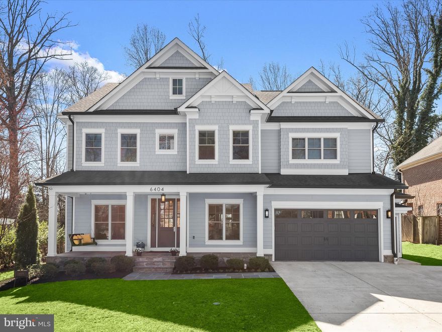 Welcome to 6404 Maiden Lane, a luxurious custom-designed home built by renowned Mid-Atlantic Custom Builders. Featuring six bedrooms and five full bathrooms, no detail has been spared in this open-concept, spacious, and sun-filled home! Step onto the charming front porch and enter the grand foyer, featuring stunning hardwood floors and soaring ten-foot ceilings. To the left of the foyer, you'll find a formal living room and to the right, a formal dining room with an adjacent butler’s pantry, including a beverage fridge that connects to the gourmet kitchen. The kitchen is a chef’s and entertainer’s dream with a gas range, oversized island, walk-in pantry, and breakfast area surrounded by oversized windows. Step outside for three-season dining and entertaining on the incredible screened-in flagstone porch with a gas connection for easy grill hook up, built-in hood for year-round grilling, and skylights. The elegant family room features coffered ceilings, a custom-designed leathered granite mantel and gas fireplace, and stunning picture windows to enjoy the southern sunlight and private yard. Conveniently and privately situated on the main floor, you’ll find one of the six large bedrooms with a walk-in closet as well as a full bathroom, perfect for guests. A huge mudroom offers access to the extra-wide two-car garage equipped with an EV charger and built-in storage. Throughout the main floor you’ll also enjoy a built-in speaker system, ideal for grand entertaining! 

Make your way to the upper level in the open and sun-filled stairwell. The second floor features four spacious and sunny bedrooms, one with an en-suite bathroom and two that share a jack-and-jill bathroom with separate water closet and tub space, ideal for privacy! The upper level also features a private home office with hardwood floors, as well as the conveniently located laundry room with utility sink, counter space, and a built-in hanging rack. At the end of the hall, step into the sophisticated primary suite that has been soundproofed for the utmost privacy! This glamorous suite features an accent wall and bedside pendant lights, as well as dual walk-in closets with custom built-ins.. The tranquil en-suite bathroom offers a water closet, walk-in spa shower with a bench and dual shower heads, a dual vanity with an oversized mirror, and a rough-in for a tub.

The generous walk-out lower level provides tons of additional living and entertaining space! Enjoy a huge recreation room with 5.1 surround sound as well as a home gym with rubber flooring, wall mirrors, and a mounted TV. The sixth bedroom with a huge walk-in closet, natural light, and a full bathroom is perfect for guests, in-laws, or an au pair suite. The lower level also features a craft room or flex space, and an additional finished storage room. Throughout this amazing home, enjoy updates galore, including LED recessed lights and designer fixtures, 8-foot doors, quartz countertops, motion detection lighting, and more! 

The flat, perfectly sized backyard backs to Whittier Woods Local Park, offering privacy and serene green views. Access the park through the private gate, where you'll find fields, a playground, tennis courts, and more.  Located within walking distance to Walt Whitman High School and Pyle Middle School, and just minutes from Burning Tree Elementary School, this home is ideally located in the heart of Oakwood Knolls. Easily accessible to I-495, Whole Foods, the new Westbard Square, and so much more, don’t miss this opportunity to enjoy incredible like-new construction in one of the most highly coveted neighborhoods of Bethesda!