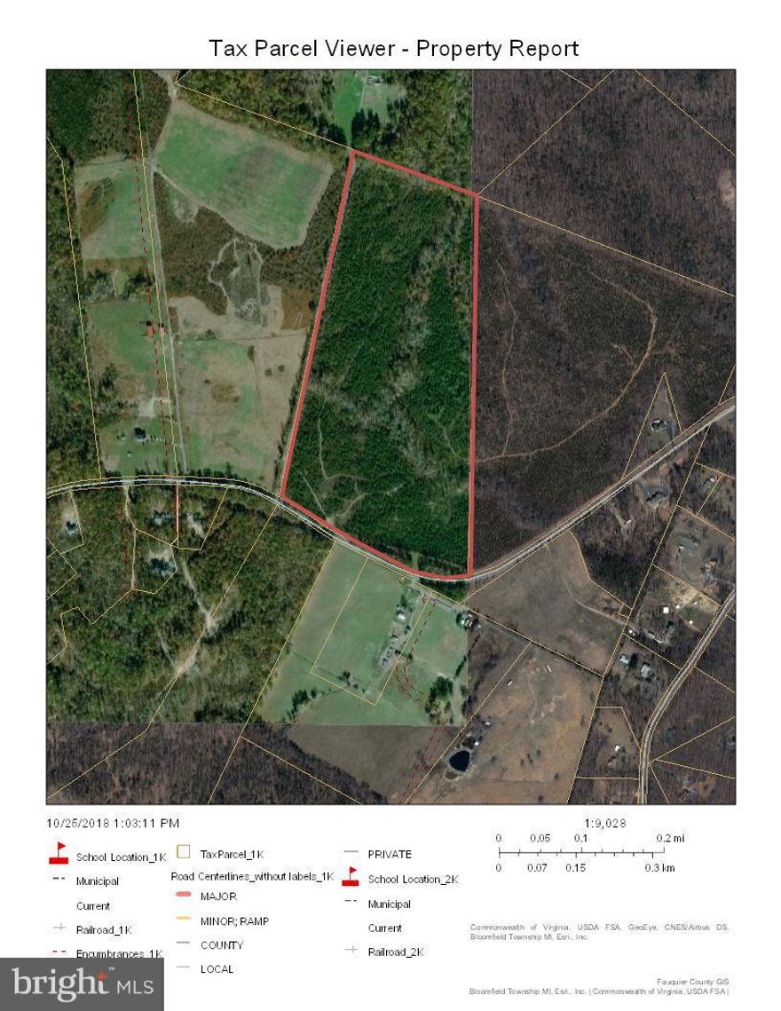 57+ acres of heavily wooded, rolling country side on major high way.  Twelve miles to I-95.   4  bedroom, conventional perc.  See Doc.s for report and location on land.