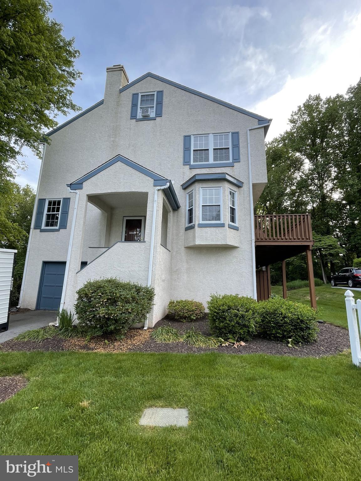 Available 8/1- Welcome to this move in ready, end unit 3BR, 2.5 Bath townhome with garage in Willistown Woods. Located in one of the most private areas of the community, you will enjoy the peace and serenity! Make your way into the home through the foyer with hardwood floors and half bath. Walk up a few steps and into the large living room with fireplace and new hardwood floors. The remodeled eat in kitchen has everything you need with granite counter tops, over-sized cabinets, stainless steel appliances and new hardwood floors. Access the deck off the kitchen through the slider and grill your favorite dinner! Move up to the second floor where you will find the Primary bedroom with private access to the full bath. There is another large bedroom with two large closets and en-suite bathroom. The hallway has a large closet and access to the bathroom. Walk up one more level and find another spacious bedroom with plenty of natural light through the skylights. Even more space greets you in the walk out finished basement with plenty of room for whatever needs you have. There is a private driveway which leads to the garage, Great neighborhood & open space!