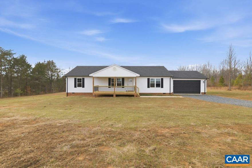 Brand-New Ranch Home on 3 Acres in Buckingham County! Welcome to this beautifully constructed new-build ranch home (2025) situated on a peaceful 3.03-acre lot along N James Madison Highway in New Canton. Designed with comfort and functionality in mind, this 1,792 sq ft home offers 3 bedrooms and 2 full bathrooms, including a first-floor primary bedroom with an en-suite bath, perfect for convenient one-level living. Step inside to an inviting open floor plan highlighted by hardwood and laminate flooring, solid-surface countertops, and thoughtful details such as a butler?s pantry, built-in cabinetry, and ample storage throughout. The kitchen comes fully equipped with electric cooking, dishwasher, microwave, and refrigerator, making it truly move-in ready. Enjoy outdoor living with a front porch and deck, ideal for relaxing and taking in the surrounding countryside. Additional features include a 2-car attached garage, heat pump with central air (2025), electric water heater (2025), deep well, and conventional septic system. With no HOA or covenants, this property offers flexibility and freedom rarely found in new construction. Whether you?re looking for peaceful rural living or a brand-new home with modern finishes and space to sprea