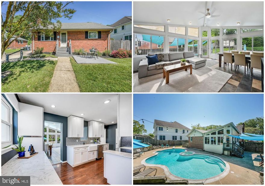 Looking for your own private summer oasis?  Welcome to this delightful, sun-drenched home located in Broyhill Crest, featuring an incredible pool and backyard retreat—your own tranquil escape just in time for summer! Set back from the street, this home offers both privacy and a serene atmosphere, providing a peaceful escape from the hustle and bustle.  Step inside to a spacious front living room with a cozy gas fireplace and gleaming hardwood floors throughout, creating a warm and inviting ambiance. The kitchen, beautifully renovated in 2016, boasts white cabinetry, subway tile backsplash, quartz countertops, stainless steel appliances, recessed lighting, a built-in pantry, and a charming farmhouse sink—perfect for the home chef.  At the rear of the home, you'll find a generous family room addition, featuring vaulted ceilings, exposed brick, and floor-to-ceiling windows that overlook the pool. Whether you're entertaining guests or simply relaxing, this space is ideal for both. Outside, the saltwater, heated pool, with a built-in hot tub, is complemented by a welcoming patio—perfect for grilling, outdoor dining, and enjoying the beautiful surroundings. In the evening, the pool lights create a magical atmosphere, turning your backyard into an enchanting retreat.  The three bedrooms are all conveniently located on the same level.  Downstairs, the large rec room is a versatile space, wired for surround sound—ideal for creating an in-home theater, setting up a gym, game room, or office.  A bonus room off the rec room is the perfect flex space for an office or guest room.  A spacious laundry room and additional storage area, complete with a free-standing freezer, add to the home’s functionality.  With easy access to Holmes Run Park and nearby dining options like Kogiya and Honeypig, as well as being just minutes from Merrifield, Mosaic, Inova Fairfax Hospital, shopping, grocery stores, and major commuting routes, this location couldn’t be more convenient.  Come experience the charm and comfort of this home—an absolute must-see!  
2019 - Basement waterproofed with a French drain.  
2021 - Wired the basement for surround sound speakers, including ceiling speakers; Installed lighting in attic.  
2022 - Installed/upgraded the insulation in the attic and added an automatic exhaust fan; installed insulation above and below the master bedroom.  
2023 - Added a radon mitigation system and replaced the sump pump.  
2024 - Converted the fireplace to a gas burning one with a remote start, blower, thermostat, etc. and redid the hearth; new washing machine and microwave.  
2024 - Converted the pool to saltwater.