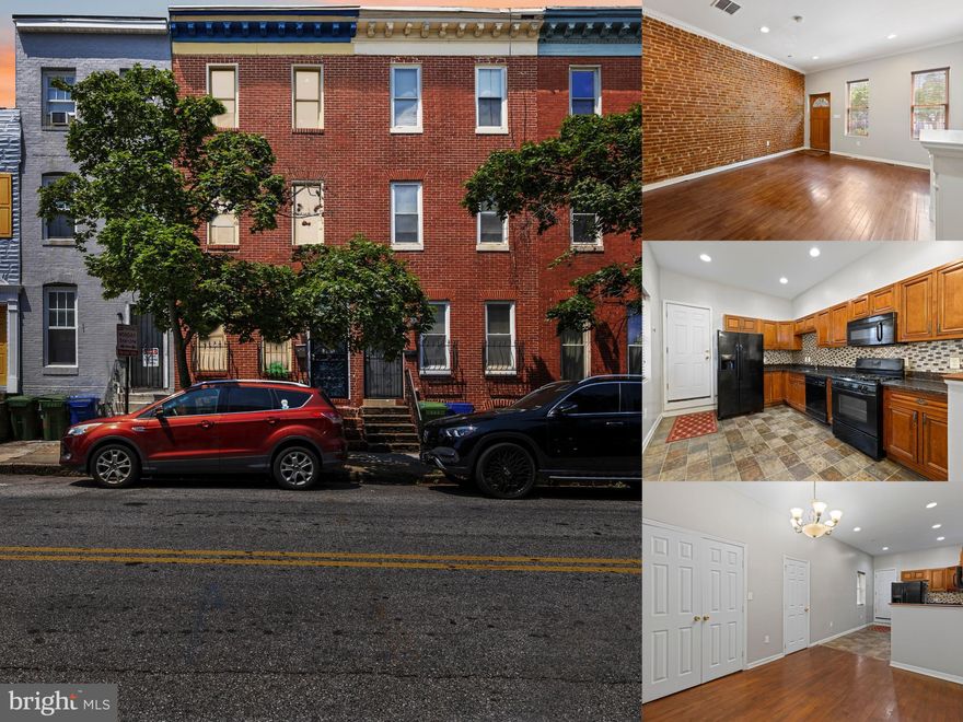 Step into the charm of Baltimore’s historic Washington Village (Pigtown) with this beautifully maintained brick townhome offering classic architecture and contemporary comfort. With four bedrooms, two full baths, and a main-level half bath, this home delivers space, style, and flexibility across three finished levels. A welcoming brick façade opens into a light-filled living room showcasing hardwood floors, recessed lighting, and the signature exposed-brick wall that defines this neighborhood’s character. The main level features an open flow through the living and dining areas, perfect for everyday living or entertaining. The kitchen offers generous counter space, a gas range, and abundant cabinetry for storage and meal prep. Upstairs, you’ll find spacious bedrooms on two separate levels, allowing privacy and versatility for guest rooms, a home office, or shared living. Both upper-level full baths feature neutral finishes and bright natural light. The layout offers flexibility for anyone seeking room to grow, work, or create a personalized retreat. The full basement spans the length of the home, providing abundant storage or potential future finishing. Outside, the property enjoys a tree-lined city street with sidewalks, on-street parking, and close access to the best of Baltimore’s urban lifestyle. Live where convenience meets character — just blocks from Camden Yards, M&T Bank Stadium, University of Maryland, and Inner Harbor destinations. Enjoy easy access to I-95, I-395, and US-40, making commuting effortless while keeping you near everything downtown Baltimore has to offer. This residence combines the craftsmanship of a historic home with the functionality today’s buyers are searching for — open space, multiple bedrooms, natural light, and location. Whether you’re a first-time buyer or seeking an investment with strong rental appeal, 206 S Gilmor Street delivers value, character, and timeless Baltimore charm. Schedule your showing and experience this Washington Village classic for yourself.