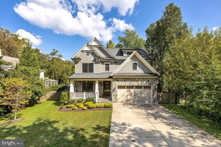 Nestled among the trees far from the street on a charming stretch of Bradley Boulevard, this like-new home offers a peaceful haven just a stone's throw away from the vibrant heart of downtown Bethesda. Situated on a flat 14,000+ square foot lot, the property presents an abundance of space for potential outdoor amenities (pool, pickle ball, playground or all three!) ... An idyllic retreat in the heart of Bethesda! This impeccably maintained residence, constructed in 2016, spans over 6,000 square feet across four finished levels. The main floor welcomes you with a gracious entry foyer, a gourmet kitchen boasting stainless steel appliances (complete with two dishwashers), an inviting island with seating, and a generously sized breakfast area. The cozy family room features a striking stone fireplace, while the formal living and dining rooms provide a lovely place for entertaining. A private home office, mudroom, and powder room complete the main level. Ascending to the second floor, the expansive owner's suite beckons with two walk-in closets and a spa-like bathroom featuring a luxurious soaking tub. Three additional bedrooms, two full baths, another home office, and a convenient laundry area are also located on this level. The third floor offers an additional  family room and another bedroom with a full bath. The lower level presents an expansive recreation room, perfect for hosting gatherings or watching the big game. A sixth bedroom, full bath, and an exercise room round out the lower level. The property also features a spacious two-car garage, wired for electric car charging, along with a double driveway and two additional parking pads, ensuring ample space for vehicles and easy access in and out. The outdoor space is equally impressive, featuring a large screened porch with a wood-burning fireplace and a flagstone floor, as well as a patio with a hot tub. Raised garden beds are included, offering an ideal opportunity to cultivate your dream garden. Conveniently located in close proximity to fine dining, shopping, parks, and local schools, this address offers exceptional walkability and easy access to the Ride-On Bus, Metro, the Capital Crescent Trail, and major commuter routes.