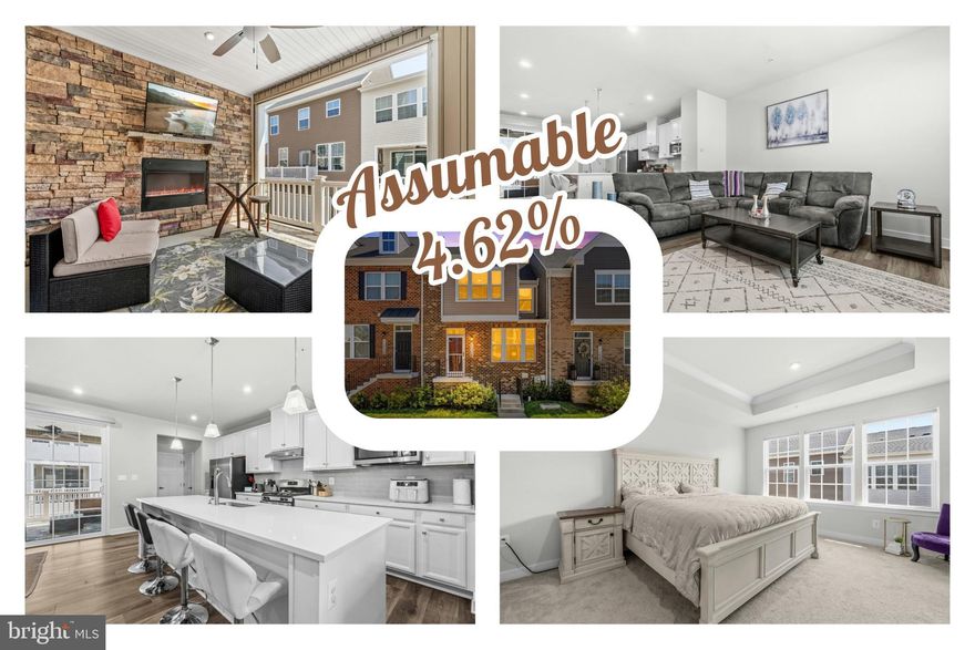 VA Assumable Loan! 4.62% with approximate balance of $505,000 and monthly payment is $3,518.35.
Set within the growing Westphalia Town Center community, 11306 Meridian Hill Way presents a well-balanced three-level townhome with 3 bedrooms, 2 full baths, and 2 half baths, offering a comfortable, contemporary layout with thoughtful details throughout. The main level unfolds with an easy, open flow between the living and dining areas, complemented by a functional kitchen at the heart of the home. Just off the kitchen, an inviting outdoor room extends the living space, complete with a gas fireplace and ceiling fan—an ideal setting for relaxed evenings or casual entertaining.

Upstairs, all bedrooms are comfortably carpeted, including a spacious primary suite highlighted by a tray ceiling and private bath, while two additional bedrooms and a full hall bath provide flexibility for guests or work-from-home needs. The lower level adds versatility with additional living space, a half bath, and direct access to the two-car garage, offering both convenience and extra storage.

Outdoor areas provide space to unwind, while the surrounding community enhances daily living with amenities including a swimming pool, clubhouse, and fitness center, along with planned green spaces and gathering areas. Conveniently positioned with quick access to the Capital Beltway (I-495), Suitland Parkway, and Route 4, commuting into Washington, D.C., National Harbor, or Joint Base Andrews is straightforward, with nearby Metro options adding flexibility. The location also places you close to expanding retail, dining, and entertainment destinations, as well as local parks and cultural attractions throughout Prince George’s County, creating a well-connected setting for everyday life.

Mortgage savings may be available for buyers of this listing.
Virtually Staged
