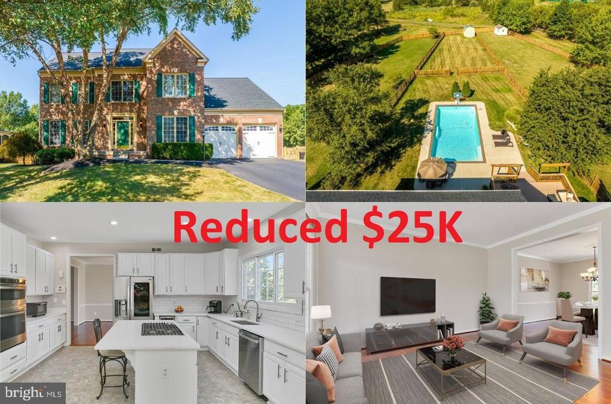 Nestled in The Regency neighborhood, this exquisite 5 bedroom, 4.5 bath home on a lush .48 acre lot backing to open common area has it all—a stately brick façade, 2-car garage, composite deck, in ground heated pool and patio, fenced yard with garden shed, hardwood flooring, contemporary lighting, decorative moldings, a gourmet kitchen and owner’s bath updated to perfection, and an abundance of windows—creating instant appeal. Upgrades including fresh on trend neutral paint throughout, new carpet and lower level LVP, new gas water heater, recently replaced HVAC, and a brand new roof make it move in ready! ****** Warm hardwood flooring in the grand two-story foyer welcomes you home and ushers you into the formal living room where twin windows stream natural light. The adjoining dining room, highlighted by a frosted glass chandelier with ceiling medallion and chair rail, provides an elegant atmosphere for entertaining with family and friends. The newly renovated kitchen serves up a feast for the eyes with striking new quartz countertops, designer tile backsplash, pristine white cabinetry, a large center island with 5-burner gas cooktop, and new stainless steel appliances including a smart French door refrigerator, while the breakfast area harbors ample table space creating the perfect spot for daily dining. Ease into the family room where you can relax in front of the brick fireplace or step outside to the composite deck with descending stairs to a spectacular heated pool, patio, gardener's shed, and fenced-in yard—seamlessly blending indoor and outdoor living! Back inside, a library, laundry center, and powder room with pedestal sink complement the main level. ****** Hardwoods continue upstairs and into the primary suite featuring a separate sitting room, two walk-in closets, and a newly renovated en suite bath boasting a quartz topped dual-sink vanity, sumptuous vessel tub, frameless ultra shower, separate water closet, and designer tile flooring and surround—your own private retreat to start and end your day! Down the hall, a junior suite enjoys a walk-in closet and private bath, and three additional bright and spacious bedrooms share access to the beautifully appointed hall bath. ****** The walkup lower level offers an expansive recreation room with separate areas for games, media, and exercise. A full bath with a step-in shower and spa toned tile plus ample storage solutions complete the comfort and luxury of this spectacular home. ****** Take advantage of the community amenities including tennis and basketball courts, playgrounds, nature trails, and much more. Enjoy the diverse shopping and dining the surrounding area has to offer including the bustling One Loudoun World Town Center and commuters will appreciate the close proximity to the Dulles Greenway, Ashburn Farm and Loudon County Parkways, Routes 7 and 28, and the Silver Line Metro. Explore Philip A. Bolen Memorial Park with its 405 stunning acres or visit nearby Quattro Goombas Winery for tastings, tours, and special events in the serene foothills. For an exceptional home built with designer finishing touches and distinguished charm, you’ve found it!