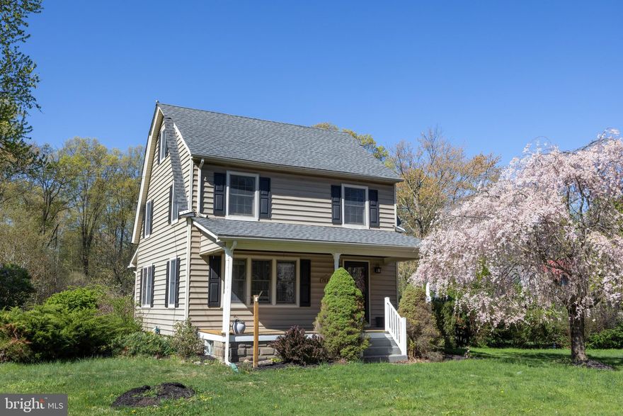 Move-in ready, cutely updated colonial just minutes to the Delaware River/NJ and primary commuting roads yet situated in a rural and bucolic section of Bucks County, this home features a nicely updated kitchen with a large island, an oversized farm sink overlooking the backyard, granite countertops and stainless steel appliances.  A formal dining room is conveniently located right off the kitchen through a wide casement opening, and walks out to the stone patio and backyard.  The living room is well sized and steps out to the due-East facing covered front porch, perfect for sipping a morning coffee as the sun rises.  Upstairs are three bedrooms, with wood floors throughout, and an updated full bath.  A detached two car garage rounds out of the offering, perfect for a hobbyist in need of a workshop.  Close to route 611 and equidistant to Doylestown and Easton, PA, under 2 miles to historic Milford, NJ and 10 minutes to Frenchtown, NJ