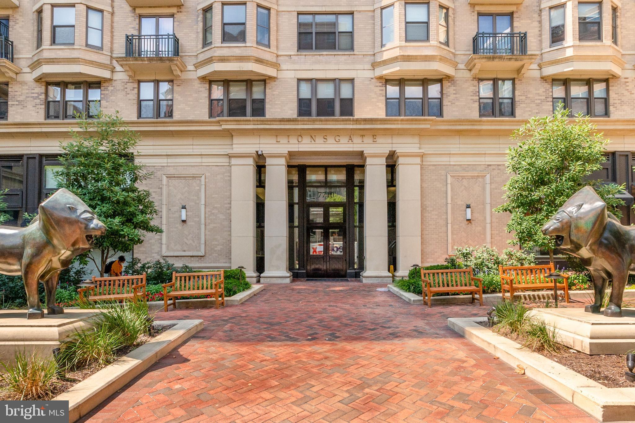 NEWLY PRICED!! If you're looking to live in the "Heart of Bethesda," look no further. This luxurious 2 bedroom, 2 1/2 bath with den unit and custom built-ins throughout is located in the Lionsgate Condominium is a perfect choice. There is no wasted space the floorplan features a wonderful kitchen with center island open to the living room with its wall of custom built-ins plus dining space and den. The primary bedroom offers an expansive marble master bath with double vanity with two sinks, whirlpool tub and oversized separate shower. The second bedroom is large and has its own ensuite full bath. Two garage spaces and a storage unit also convey. The building offers a wonderful rooftop deck, fitness center , library, valet parking, doorman and 24 hour concierge service. Ideally located just one block from Metro and the new Marriott headquarters, area restaurants and shops are in close proximity. Also easy access to the Capital Crescent Trail and Bethesda Row. Easy to show...