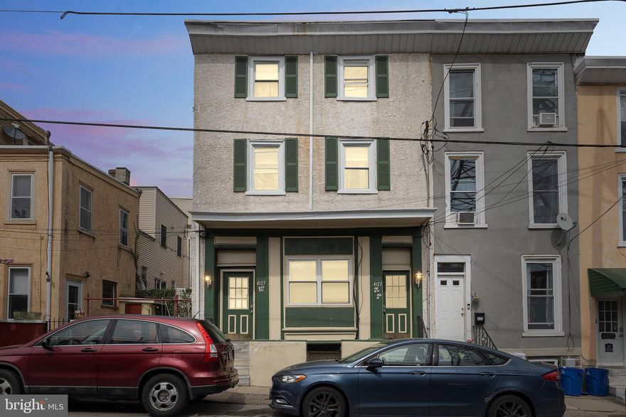 Very large and well planned out triplex in the Heart of Manayunk!!!  Features three very spacious, two bedroom units.  Unit 1 takes the entire first floor, and units 2F and 2R are both bi-level units with living area and a full bath on the first level, and two bedrooms and a full bath on the upper level.  This is one of the best layouts for a triplex that I have seen.  All have separate utilities, storage lockers in basement, small rear concrete patio/yard space.  Property is close to everything Manayunk has to offer.  Just a few steps to Main Street, and convenient to the Schuylkill River Trail, regional rail, and all major roadways in the area.  I believe there is significant room to increase rents, as all tenants are long term tenants.  This is a must see for any investor.