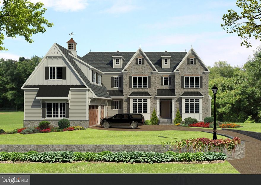 Custom built French Manor home in Chestnut Hill. Situated on a half-acre lot overlooking Fairmount Park, this 3-story, 4 bedroom, 3.2 bath, 4,730 square foot home is replete with custom millwork and high-end amenities, including a 4-stop elevator. Optional 2nd/3rd floor, 5th and 6th bedroom available.  Optional finished basement available. As soon as you step onto the flagstone porch you will be welcomed into a contemporary estate. The formal foyer with gleaming hardwoods and 10' ceilings welcomes you into the bright parlor with fireplace and formal dining room with elegant tray ceiling.  The foyer also leads to the main staircase and rear yard. The well-appointed kitchen features full overlay custom cabinets with soft-close drawers, Wolf range with pot filler, built-in Wolf wall oven and microwave, Sub-Zero built-in refrigeration with ice-maker and a charming porcelain farmhouse sink. The large island with prep sink will become the hub of your new home with plenty of space for cooking, eating and entertaining. Just off the kitchen is a butler's pantry with dishwasher, wine refrigerator and cabinets. The family room has a coffered ceiling that blends seamlessly into the custom fireplace which opens into the breakfast room and kitchen. The mudroom with side garage entry includes custom cubbies, dog wash or 2nd stacked laundry, and a convenient powder room. Enjoy the views in the sun-drenched breakfast room that opens onto a rear covered patio with vaulted ceiling and outdoor fireplace. Rounding out the first floor is a study and an additional powder room. On the second floor is a well-appointed and spacious master bedroom with tray ceiling, his and hers private closets with sitting area and master bath. The master bath is a spa retreat complete with soaking tub, oversized shower with rain shower head and bench, private water closet, oversized double-bowl sink cabinet and built-in makeup vanity. There are also two bedrooms with a Jack-and-Jill bath, a Princess bedroom with full bath, a laundry room with granite tops and laundry sink. The 3rd level could be a great option for a 5th or 6th bedroom or 3rd floor loft (with full bath option) which could also be used as an au-pair suite, family room or extra storage (with full bath option). This home features recessed and a designer lighting package throughout, finished in place hardwoods, and solid doors with oil rubbed bronze hardware. Built with Andersen windows, Hardi-plank cement board siding and Wissahickon schist, this home offers low-maintenance luxury on a coveted street! The builder is offering many plans and options to create your dream home. Finished basement plans available - pick out all your colors and styles. Contact us for a sit down meeting with the builder.