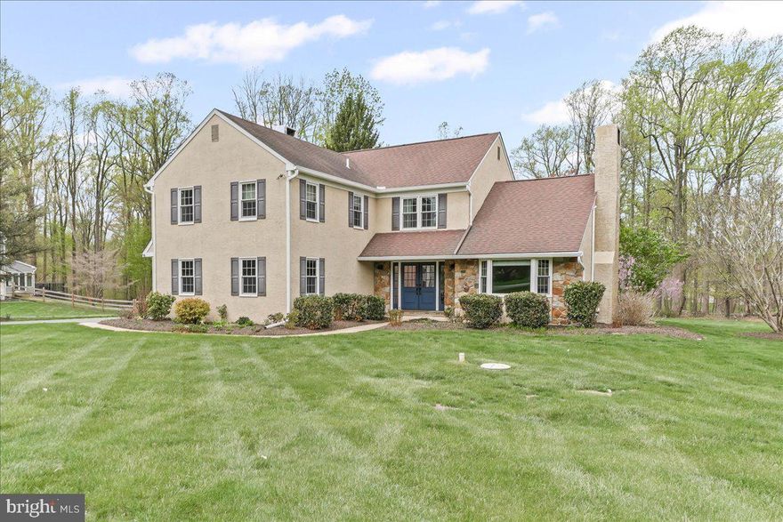 Welcome home to 19 Fox Lair Lane, Thornton PA,  in the highly sought after West Chester School District.  This warm and inviting 4 BR 2.5 BA home sits at the end of a quiet cul de sac on a beautifully landscaped and level 1.4 acre lot, yet it is only a 1.5 mile drive to the bustling Brinton Lake shopping district with easy access to the Wawa train station, and major arteries to Philadelphia, West Chester and Wilmington.  This wonderful property has been lovingly maintained and thoughtfully updated by its longtime owner to  include many high end features and amenities which give it a casual yet elegant feel.  Enter the home through the newer double entry doors (2018) into a wide and welcoming foyer with  turned staircase.  To the right is the spacious great room with beamed, cathedral ceiling, wood burning fireplace and new Karastan carpet.  Ample natural light flows in through the large picture window in the front, and the sliding door to the rear which leads to a comfortable screened in porch overlooking the rear yard.  The dining room features hardwood floors, a wood burning fireplace, beamed ceiling and beverage bar with granite countertop and wine refrigerator.  The gourmet kitchen offers soft close cabinetry, high end stainless steel appliances and a large breakfast bar topped with granite, as well as,  a charming built-in bench for a casual dining area.  A first floor study/flex room adjoins the office with hardwood floors and a large picture window overlooking the flowering shrubs and trees  in the backyard.  Upstairs you will find a private primary suite with ensuite bath including a large vanity/changing area, dual sink vanity and three closets.  Three additional bedrooms, all with ceiling fans, and a renovated hall bath complete the 2nd floor.  Outside there is a spacious 20'x18'  composite deck leading to the level rear yard. Recent updates include newer HVAC (2020), newer carpet, fresh paint, and replacement windows installed by PJ Fitzpatrick.  The property is served by public water and sewer, so no septic worries!  This home is priced to move, so make your appointment today!