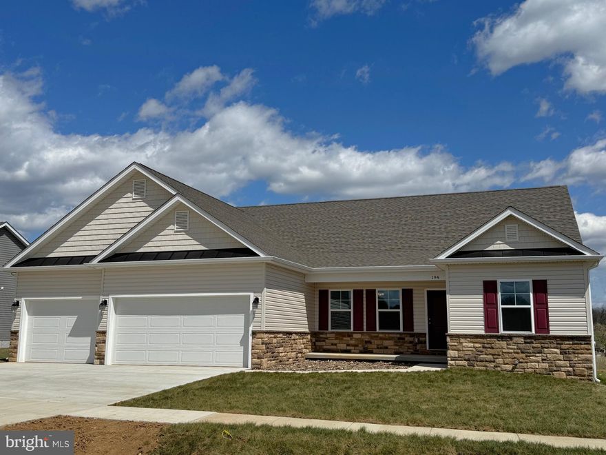 To Be Built Ranch Design.  New construction 3500 finished sqft rancher in desired location close to Spring Mills.  Home features kitchen with island, granite countertops, pantry and stainless steel appliances, large family Room with gas fireplace and vaulted ceilings, and formal dining room on the main level.   The primary bedroom has walk in closets and primary bath with tile shower.  The fully finished lower level offers additional bedroom, full bath, a spacious rec room and an additional media room.  Home has 10x12 rear covered/ screened in porch and opens to additional/ separate deck, stone water table across front, and a 3- car garage with auto openers.  **Photos are similar construction**