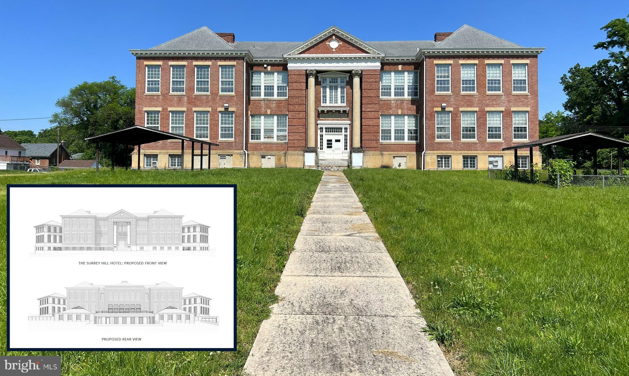 25,029 SF Former school building for adaptive re-use in Hagerstown, MD
with 2.67 Acres of land and large parking lot with 77 spaces
Perfect for a daycare or charter school, with minimal renovations to current
layout needed to get up and running
Great central location with Hagerstown City Park directly across the street,
the brand-new minor-league stadium (Meritus Park) one mile away and off
the same exit as the Hagerstown Premium Outlets
Delivered with conceptual plans to convert the building to a high-end
boutique hotel with 29 guest rooms, a luxury holistic spa with four treatment
rooms, and a restaurant open to hotel guests and the general public
Potential supplemental income to help cover carrying costs while executing
business plan. Owner in talks to lease the parking lot to the city of
Hagerstown due to a parking shortage for City Park