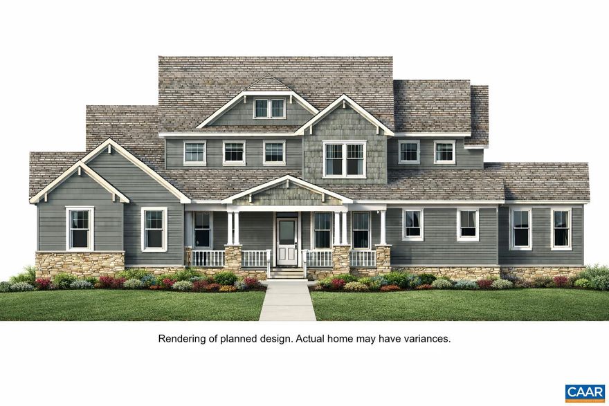 Under Construction in Western Albemarle with projected completion in summer of 2026! A fresh take on Craftsman architecture, this home features five ensuite bedrooms and a partially finished basement complete with a rec room, bedroom, and full bath.   The first level Primary Suite is a real retreat with gas fireplace, massive walk-in closet, soaking tub, and large shower.  Chefs kitchen complete with high-end Monogram appliances, built-in wine fridge, plenty of counter space, and large walk-in pantry. Beautiful real white oak engineered wood flooring throughout 1st and 2nd levels. EV hookup in 3 car garage.  Finished home pictures of similar, previously built homes. Contact agent with questions. Don't miss out.,Fireplace in Living Room,Fireplace in Master Bedroom