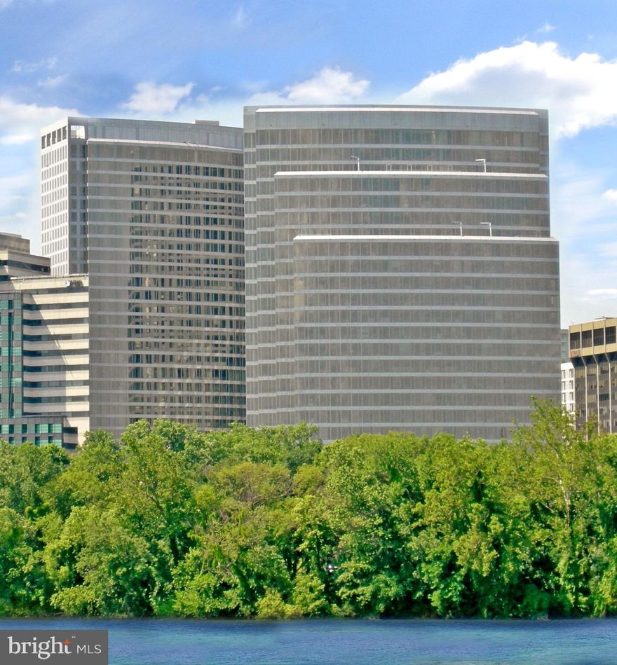 Residence #2404 is an immaculate, bright and sunny corner two bedroom, two and a half bath condo with southerly views of the river and westerly views of Rosslyn. Luxury features abound and include Wood Mode kitchen and bathroom cabinets, Viking oven and gas cooktop, Subzero refrigerator,  microwave, Bosch washer and dryer, gleaming hardwood floors, marble tiled bathrooms, fitted walk-in closets, freshly painted throughout, floor to ceiling windows and TWO PARKING SPACES in the underground garage. Rent includes 24/7 concierge service, use of hotel fitness center, gas, heating and water. Le Meridian Hotel occupies the first twelve floors of the building, and residents enjoy access to the amenities and services of the hotel including room service and the fitness center. The roof top terrace on the 31st floor is exclusively for residents and offers magnificent world-class panoramic views of the city, river and monuments as well as grilling facilities. Waterview is a stunning contemporary style building located at the foot of Key Bridge and designed by internationally renowned architects Pei Cobb Freed & Partners. The recipient of numerous design awards over the years, Pei Cobb Freed stand at the forefront of contemporary architecture and is perhaps best known for their dramatic expansion and modernization of the Louvre in Paris. With its superb location just moments to Georgetown, DC, Reagan National Airport and one block to Rosslyn metro, Waterview represents the epitome of chic urban living. Pets on a case by case basis with deposit. Tenant responsible for $500 move-in fee. Available immediately - minimum 12 month lease.