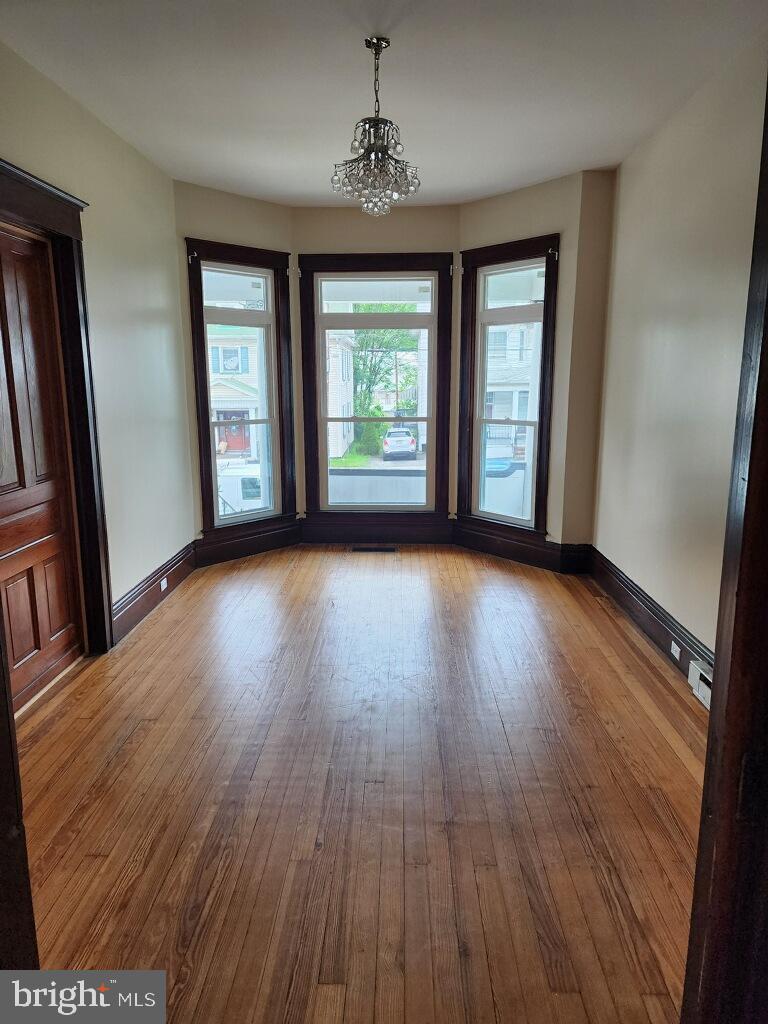 Renovated, lovely, 1st floor apartment located on Historic E. Broad Street near downtown Tamaqua. The apartment has been totally renovated, including
brand new insulated windows throughout, freshly painted with modern lighting fixtures. The apartment has beautiful hardwood baseboards, and hardwood floors
and 9 foot ceilings. Spacious Living room, Dining Room, 1 Bedroom, 1 Bathroom with an Ample size Kitchen with hardwood cabinets and granite countertops. Modern kitchen appliances. Bright and beautiful new insulated Bay windows. Front and rear entrance. The apartment has a full size basement with additional storage and washer and dryer hook up. Plenty of closet space throughout with brand new doors. Landlord pays W/S/G, tenant pays heat. NO PETS, NO SMOKING.