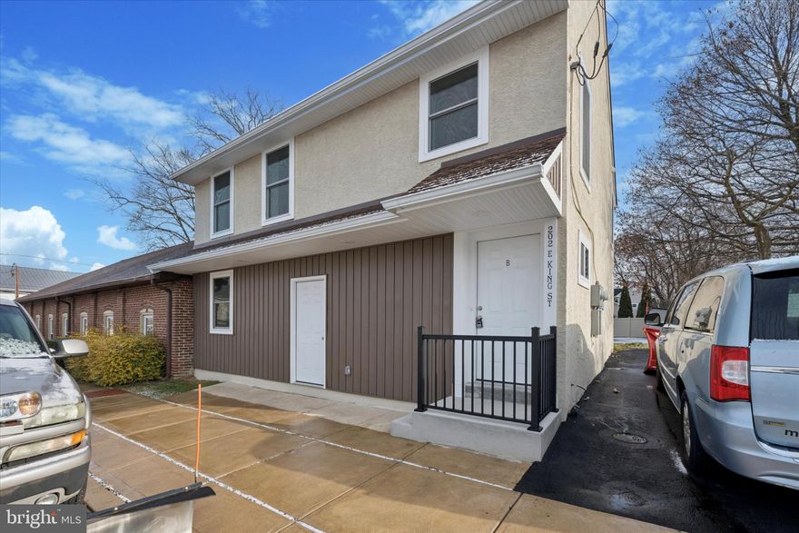 Welcome to downtown Malvern Borough, where accessibility meets Modern living. This newly built one bedroom apartment is steps away from everything the borough has to offer. Take the R5 train to work anywhere down the main line, Philadelphia or a day trip up to NYC! Park in your own parking lot and up the stairs we go to your brand new apartment.  The natural light spills in from the west to this large open floor plan. Your brand new galley kitchen spans the entire living space giving you the freedom to stage the rooms as you please. Create a large living space, plenty of room for a dining area,  and don't forget your desk/office space facing the borough out the window! At the top of the stairs, the laundry and the full bathroom are just outside the primary bedroom. The bathroom boasts modern finishes and standard size tiled tub/shower. The large bedroom can easily accommodate a king size bed and even a sitting area in front of your south facing window. Down stairs (not included) an unfinished space is ready to host your business. Whether it's an art studio, a home office for your business, or start up of the next big thing, the landlord is ready to finish the space within reason. Call the listing agent to schedule your showing and discuss the possibilities! Book now before these units lease up fast!!!