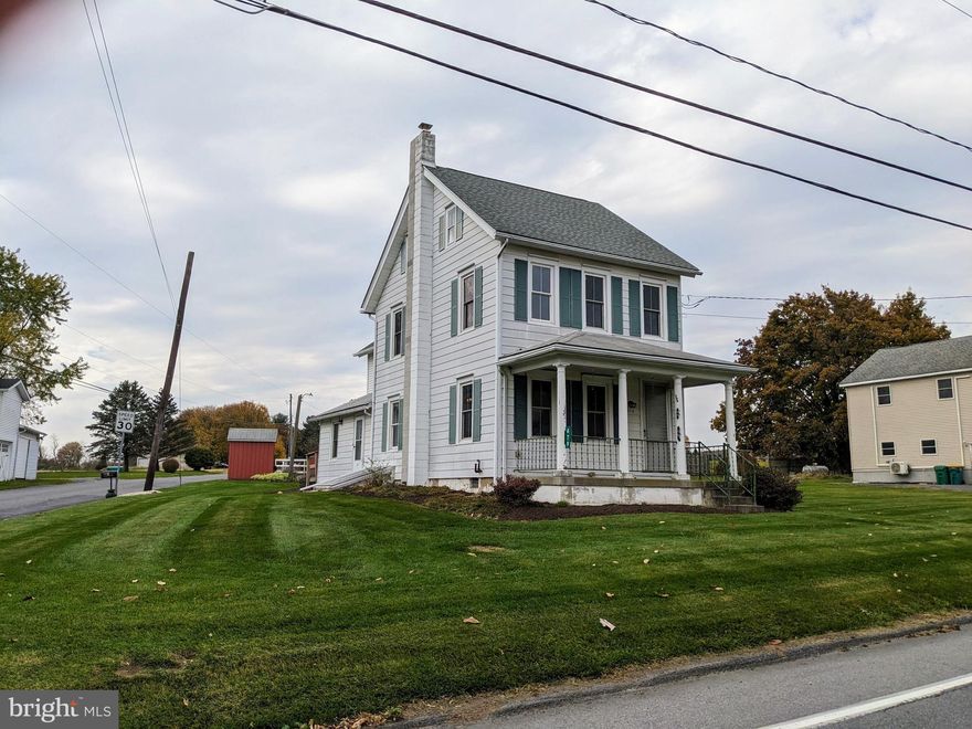 Classic 3 BR Moore Twp Farmhouse w/ 4 separate outbuildings on a 1+ acre lot * Large LR/DR combo with HW floors * Nice sized kitchen w/ plenty of cabinet space * Enclosed side porch & 1st floor laundry room w/ built in cabinets & slop sink * Huge walk in closet in the Master BR * Hardwood floors throughout 2nd floor * Full walk up attic can be finished for additional living space * Covered front porch and rear patio * Outbuildings include an oversized 2 car garage, storage shed * large 2 story barn & 2 story chicken coop * The large lot offers plenty of room for entertaining & gardening * Oversized driveway for ample off street parking * 2 refrigerators and all window AC’s remain * Improvements over the last ten years include a new roof, new septic, new well pump & water treatment system, new windows, new electric & blown in insulation * This home is perfect for anyone wanting country living while still being close to everything!