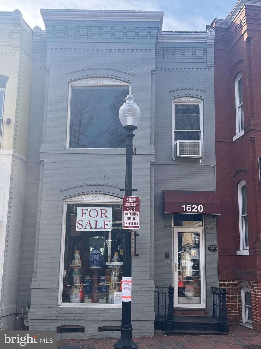 1620 Wisconsin Avenue NW presents a rare opportunity to acquire a move-in-ready retail and office townhouse in the heart of Georgetown. Offered for sale at $2.5 million, this three-story property comprises approximately 3,800 square feet on a 1,307-square-foot lot and is ideally suited for an owner-occupant seeking a high-visibility presence along one of Washington, DC’s most active commercial corridors.

Zoned MU-4, the building offers exceptional flexibility for a variety of retail, medical, or office uses. The property features approximately 3,000 square feet across two main floors, plus an additional 800 square feet of finished basement space, providing efficient layouts and multiple configuration options. Recent upgrades include central air, a new boiler, and exterior security cameras, making the property truly turnkey.

Situated along Wisconsin Avenue with an estimated 16,090 vehicles passing daily, the property benefits from excellent exposure, strong foot traffic, and convenient access to public transportation, the Georgetown Waterfront, Francis Scott Key Bridge, and major commuter routes. This is a compelling opportunity to own a well-located, income-generating or owner-user asset in one of DC’s most established and desirable neighborhoods.

--

Investment Highlights:
Prime Georgetown Location- Highly visible position along Wisconsin Avenue in Georgetown, one of DC’s most established and high-demand commercial corridors

Flexible MU-4 Zoning- Supports a wide range of retail, medical, and office uses, enhancing long-term leasing and exit flexibility

Owner-Occupant or Investment Opportunity- Ideal for an owner-user with the ability to occupy immediately or lease for stable income

Strong Street Presence & Traffic- Approximately 16,090 vehicles per day along Wisconsin Avenue provides consistent exposure

Efficient, Multi-Level Layout- ±3,800 SF total, including ±3,000 SF across two floors plus ±800 SF finished basement

Move-In Ready Condition- Central air, new boiler, and security cameras minimize near-term capital expenditures

Irreplaceable Urban Asset- Limited supply of standalone commercial townhouses in Georgetown supports long-term value retention

Excellent Accessibility- Close proximity to the Georgetown Waterfront, Francis Scott Key Bridge, I-66, and multiple transit options