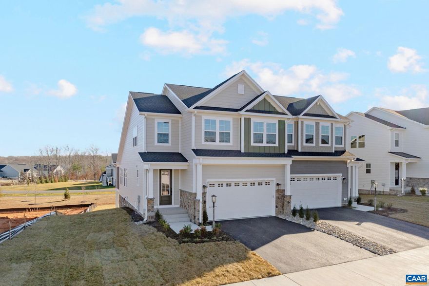 Welcome to the Grove at Brookhill, a peaceful neighborhood tucked into the woods yet just moments from Route 29 North in Charlottesville. This end unit Bayberry villa is currently under construction with an anticipated Spring 2026 completion. It offers easy main-level living with a spacious primary suite, private en suite bath, and generous walk-in closet. The kitchen features a walk-in pantry, soft-close cabinetry, and quartz countertops, opening to a light-filled family room with a gas fireplace and 12' ceilings. A mudroom and laundry area complete the main level. Upstairs includes two bedrooms, a full bath, an open loft, a pocket office, and plenty of storage. The fully finished walkout basement adds even more living space with a large rec room, an additional bedroom, and a full bath. It's a great setup for guests, hobbies, or movie nights. A large rear screened porch extends the living space outdoors. High-quality finishes like luxury vinyl plank and tile flooring and a two-car garage complete the home. Photos shown are of a similar home and are intended to illustrate layout and options. Actual features may vary.,Granite Counter,Maple Cabinets,Painted Cabinets,White Cabinets,Wood Cabinets,Fireplace in Great Room