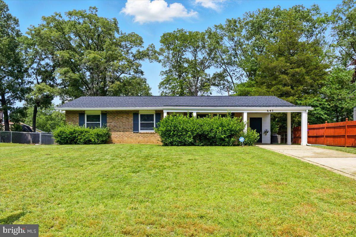 No Pets
Welcome to 643 University Drive in Waldorf—a fully renovated brick rambler with modern upgrades, big yard space, and zero HOA.
Inside, everything’s been refreshed: new flooring, fixtures, and an updated kitchen with new appliances. The carport leads directly into the kitchen, eliminating the need to haul groceries in the rain. Outside, enjoy a large, nearly quarter-acre lot with two storage sheds and endless backyard potential.
Located in the Carrington community, you're walking distance to the elementary school and minutes from shopping and dining.
Centrally located with typical commute times around 45 minutes to D.C. and nearby military installations. Including Joint Base Andrews, Navy Yard, Bolling, and Fort Belvoir. Plus, you're just a quick 25-minute drive from the Branch Avenue Metro Station.
This home delivers comfort, convenience, and a prime location to anyone who is seeking a move-in-ready retreat. Come see it today.
Link to applications:https://apply.link/8NQO8vQ