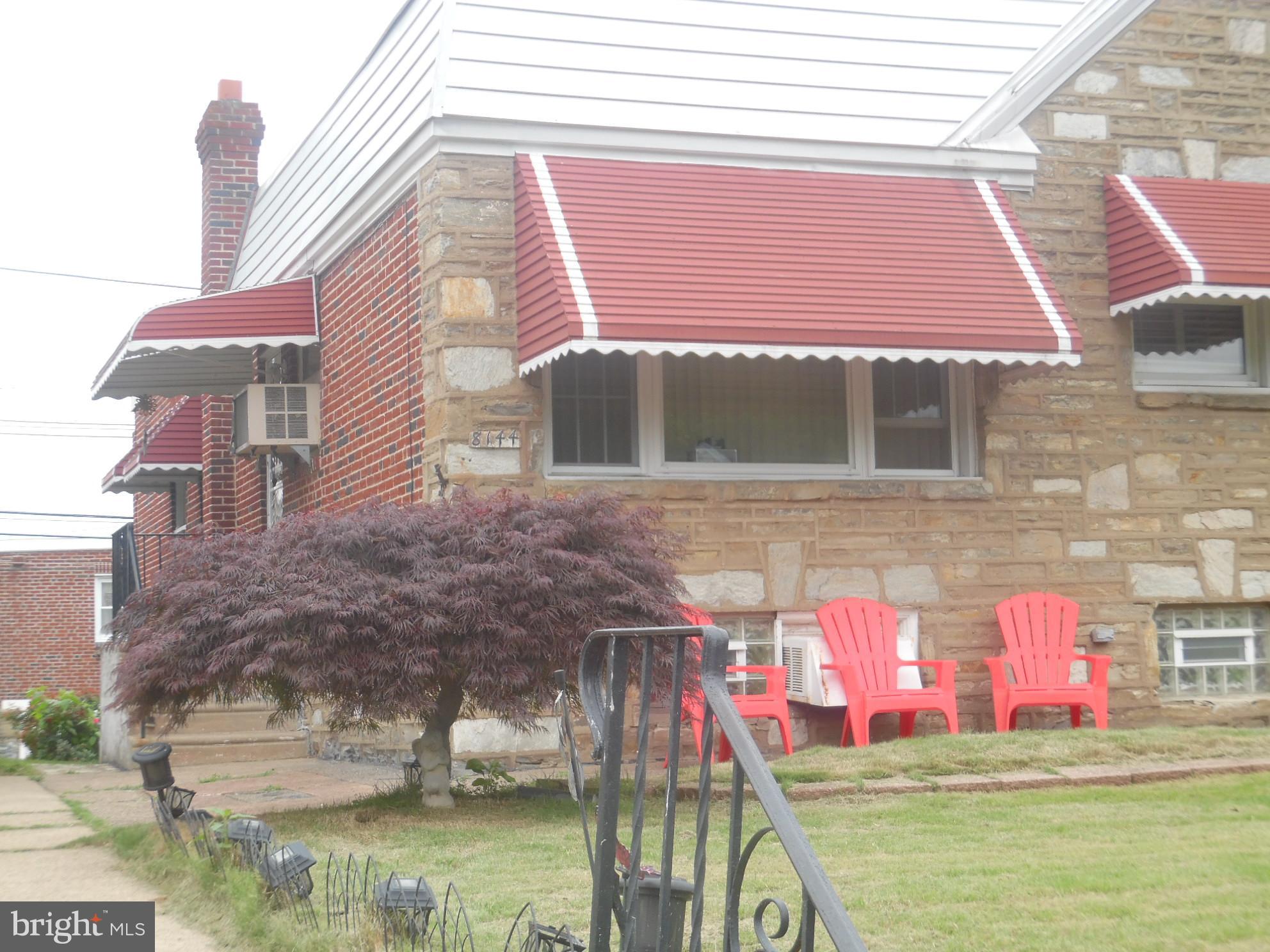Looking for some peace and quiet? Check out this charming semi-detached rancher in the Lexington Park and Penny Park community of North-East Philly. Part of the charm of this neighborhood is that it is kind of secluded from the busyness of the typical city. Another charming aspect is its close proximity to the park. It's an easy stroll to and along the wooded Lexington Avenue, a block away. You can feel the oxygen-rich air resulting from the wooded park. The curb appeal is enhanced by the beautiful front lawn and patio. This house also stands out, particularly, with the awnings that mitigate the effects of harsh sun and stormy rains. Add to the above, you get to enjoy the convenience of one level-living-interior-environment. The large living room flows right into the dining area which is served from the adjacent full kitchen. The floor rounds up with 3-bedrooms and the full bathroom. So, one fine day you feel like have a few friends and family over, no sweat. Go down a few steps to the massive finished lower level, that includes a powder room, kitchenette, the laundry area, and of course the attached garage. The rear driveway can hold an additional vehicle. Admitted the home needs some upgrades and you'll have the opportunity to personalize that as it is presented and sold "AS-IS". Don't miss out on this charming location and charming home. Check it out now!