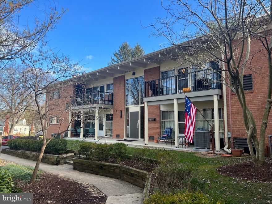 Welcome to this One of a Kind, 3 Bedroom top-floor unit in sought-after Kensington featuring vaulted, open-beam ceilings, a deep trex deck balcony with overhanging roof, hardwood floors, large bedrooms and views of mature trees on spacious, well-shaded common grounds. Kensington Terrace is pet-friendly - no fees or size restrictions - and is close to restaurants, Antique Row and other popular amenities in both Kensington and Wheaton. Nearby public transit includes RideOn Bus, Wheaton Metro, MARC rail and more. A new, modern A/C system was just installed (2022), and gas heat provides quiet, cozy warmth all winter and updated electrical panel. The interior includes a galley kitchen with SS appliances, open-concept living room with hardwood floors throughout and much more. The kitchen features a gas stove/cook-top, refrigerator/freezer, dishwasher, and new disposal. A modern chandelier defines the dining area, and the bathroom boasts a bathtub/shower combo and abundant storage (vanity, medicine cabinet and wall mounted shelving). Other in-unit storage includes a large bedroom closet, hall pantry (extensive shelving), and upper and lower cabinets throughout the kitchen. The basement offers secure storage for bicycles and separate large storage unit.  Parking includes multiple Visitor spaces, and one assigned space. Condo Fee covers all water/sewer (incl. HOT water), trash collection, maintenance of all common areas, building repairs and maintenance, assigned parking (space 8) and supplemental storage (space 24).  Great unit, amazing location and close to highways, metro, restaurants and shopping!  Call with any questions.