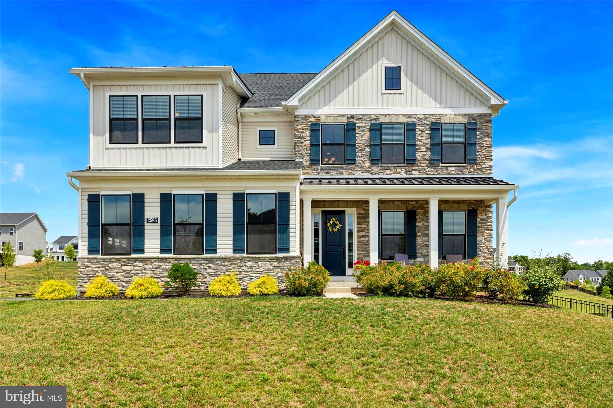 Finally--Here is an amazing opportunity to own a recently-built home in the established Reserve at Center Square Community! If you missed out on the last new construction single-detached home built here, check out this 2yr-young Elverson Modern Farmhouse Model with so many upgrades! Walk right in and enjoy luxury living immediately in this turn-key home with an upgraded, expanded eat-in kitchen, custom deck, and wrought-iron fenced-in backyard with a nature view. The first thing you notice about this beautiful home is the gourmet kitchen--from expanded kitchen cabinets, to the immense high-end granite mega-island, to the soft-close pan drawers and under cabinet lighting, not one detail or convenience has been left out. There is so much cabinet storage, you probably don’t even need the upgraded kitchen pantry closet, or buffet hallway to the formal dining room, currently used as a separate family media and game room. The kitchen area is open to the grand living area with gas fireplace and oversized windows that almost reach the high ceilings. The modern window treatments are included in this home, as well as the newly installed custom ceiling fans. The kitchen area also expands into a eat-in dining area and continues out the sliding glass doors to the custom deck used for entertaining, BBQ grilling, walking down to your fenced-inyard, or just watching nature during beautiful sunsets. You can enter into this home through the front two-story foyer or through the custom mud room from your oversized two-car garage with plenty of storage plus room for parking 2 cars.
Also on the main floor is the large study, which has multiple uses as an additional guest bedroom or a den, plus a guest bathroom. Upstairs there are 4 more sizable bedrooms, with 3 full bathrooms. The Primary Suite has walk-in closets, a sitting area, and a large Primary bathroom with double sinks. With upgraded tile, faucets and floors, this home hasn’t left any detail unturned, as additional upgrades were made after construction that only homeowners can know after they live there that are essential to luxury living such as custom blinds, an expanded driveway, outdoor basketball hoop, custom lighting in eat-in kitchen, designer ceiling fans, and the state-of-the-art refrigerator, washer and dryer. On the lower level, you can continue the seller’s original plan of finishing the impressive walk-out basement, which is already plumbed out for the next owner’s full bathroom, possible wet bar, Game Room, fitness room and personal movie theatre.
This vibrant community at the Reserve is welcoming to newcomers with plenty of opportunities to meet your neighbors at the monthly block parties, chili cook-offs and holiday celebrations. Location is super convenient for this neighborhood, from the downtown area of Skippack, to Blue Bell, Lansdale, Plymouth Meeting with a tons of shops and restaurants, and 202, 476, and the 276 Turnpike make your commute to work a breeze.
