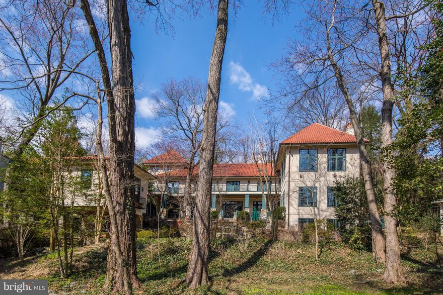 Beautiful 6-7 BR 8.5BA 2002 Mediterranean styled home with over 10,000sf on an acre of privacy; 10' ceilings on main level; 9' on second level.  Private yet open & airy, balconies & terraces with long views, beautiful grounds, lovely pool & lawn for croquet or soccer, separate exercise studio with fall-out shelter. Very special. Option to include extraordinary entertainment pavilion.