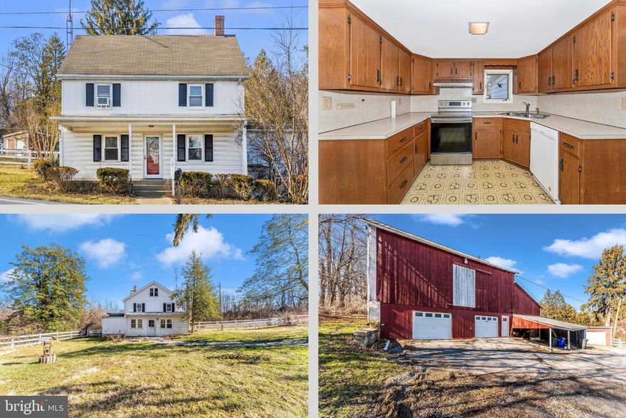 Welcome to 4806 Jefferson Pike! This charming 3 bedroom 2 bathroom home, on a versatile 3.8 acre farmette, offers endless opportunities and is ready for you to call it your very own! The main level of your home offers a living room, dining room, spacious kitchen with eat-in area, full bath with convenient laundry, plus a bonus sunroom. The upper level of your home offers three bedrooms, a second full bath, plus access to an amazing attic space formerly referred to as a zen room. The home also features a cellar basement with utilities and room for additional storage. Outside of the home you'll find a one-car detached garage with workshop area, bank barn with two additional garage spaces, two horse stalls, hay storage, plus electric and water. The property also features several sections of vinyl fencing offering a multitude of uses! All of this in a quiet but convenient location close to major commuter routes and less than 10 minutes from Downtown Frederick. Don't miss your chance to call this property your own!