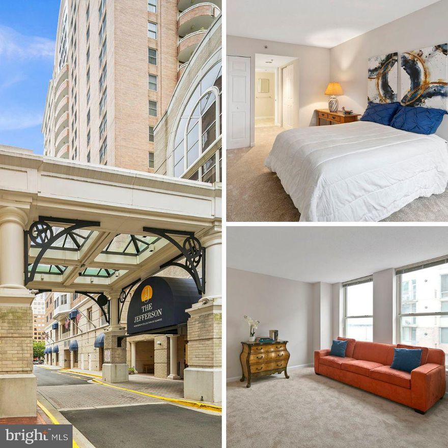 The Jefferson (a Monogram Collection property from Sunrise Senior Living) was proudly voted “Best Senior Living Community” by Arlington Magazine readers in the 2023 "Best of Arlington" survey. The Jefferson, an independent and active senior community, is in the heart of Arlington’s Ballston neighborhood. When you arrive, you’ll feel like you’ve entered a luxury hotel. The Jefferson boasts in-house dining, housekeeping, transportation, pool/spa, fitness room, and other generous amenities in an urban setting with a walkability score of 97. The Jefferson is a 55+ community with a non-optional monthly fee that includes all amenities. The monthly fee for this unit is $4,580.00/month, an additional $1100 for a second resident, plus $2000/month rent. Enjoy your own piece of the Ballston skyline with this condominium which is our Harrison floor plan. This unit does not have a balcony which gives extra space in the 2nd bedroom den. It's like having  2 suites.