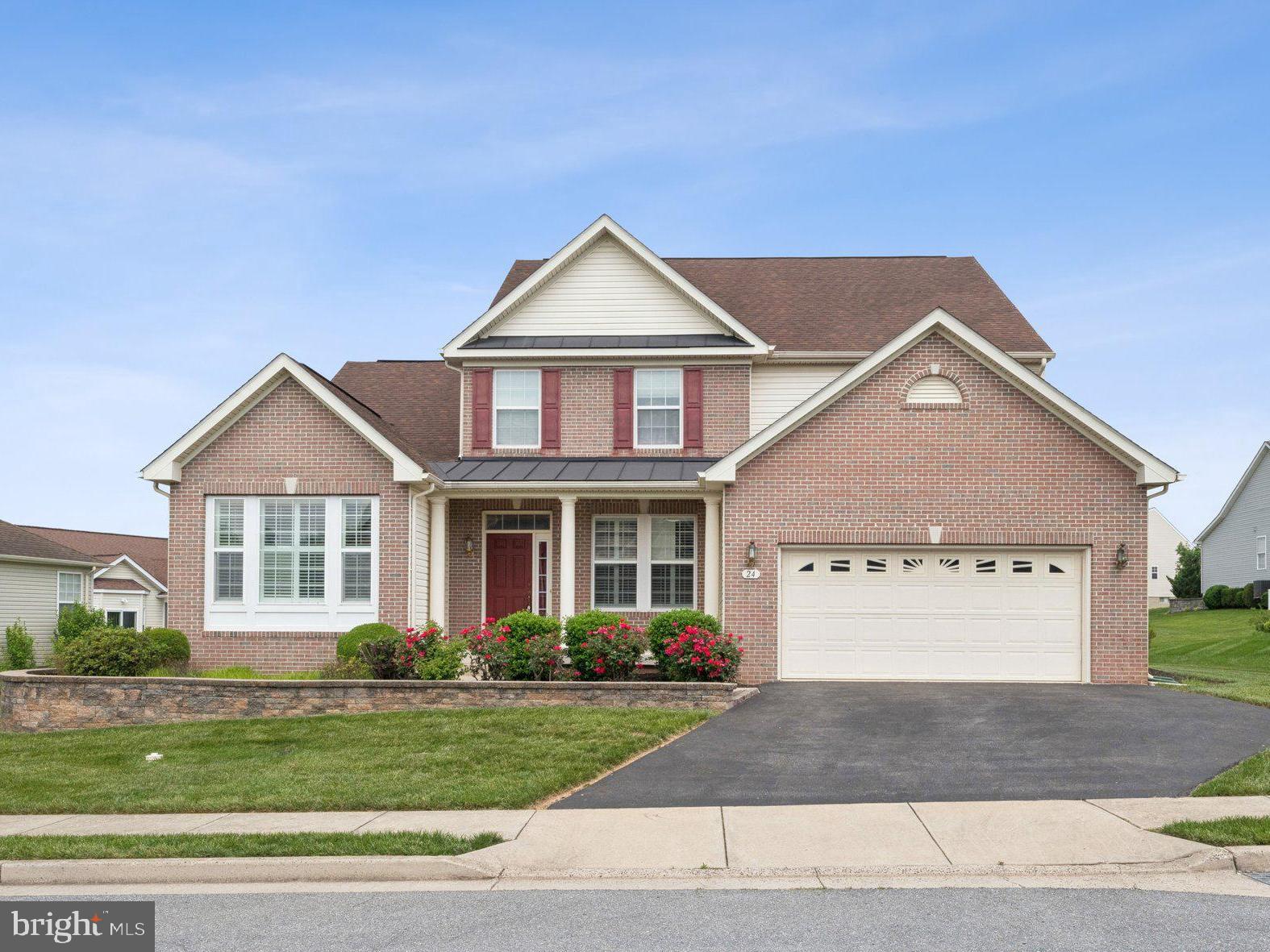 Welcome to this exquisite and rarely available two-story residence in the coveted 55+ community of Jermae Estates, beautifully situated on the Maple Run Golf Course. The first floor showcases elegant hardwood floors, a formal living room, and a formal dining room, providing an ideal setting for entertaining. The well-equipped kitchen features a gas stove, center island, and spacious pantry. Adjacent to the kitchen, the two-story family room offers a striking electric fireplace as its centerpiece. The primary suite, conveniently located on the first floor, boasts a generous walk-in closet and an en-suite bathroom with a double vanity and shower. This level also includes a separate laundry room off the two-car garage and a guest-friendly powder room.
Upstairs, discover three additional bedrooms, another full bathroom, and a versatile sitting room. The expansive basement presents endless possibilities for customization, whether you envision a home gym, additional living area, or a workshop and already includes a full bathroom. With its luxurious features, stunning views, and thoughtfully designed layout for comfort and accessibility, this home represents an exceptional opportunity within a highly sought-after community.