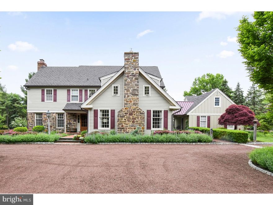 A classic rendition of luxury, comfort and style that offers the best in living and in indoor/outdoor entertaining. New circular cobblestone driveway with lush landscaping welcome you to this spectacular custom home featuring the perfect blend of custom and traditional architecture while providing a striking combination of space and light. Newly installed stunning pool/pool house make this home the envy of the neighborhood ...no expense spared in recent renovations and additions. Situated on a gorgeous 1+ acre lot on one of the most sought after streets in Gwynedd Valley, this charming home is surrounded by stunning English-style gardens that bloom magnificently throughout the seasons, including a fish pond with water feature and raised vegetable gardens. Enter the home to hardwood floors throughout 1st floor, large sunken LR w/marble gas fireplace, bright, airy family room w/raised hearth brick fireplace which leads to sunroom featuring beautiful stone floor and radiant heat, overlooking private and charming backyard w/bluestone patio & incredible gardens. Custom kitchen features designer cabinets, granite counter tops, stainless appliances, Wolf gas range/oven, Sub-Zero fridge, 2-drawer dishwasher, separate quick speed oven, warming drawer & wine fridge. Large formal dining room welcomes your guests to enjoy good company. Newly installed carpet leads upstairs to the Master suite w/French doors to an enormous custom California closet. Newly finished Master bath features granite counters, steam shower, and additional closets/storage. Three additional bedrooms and a newly renovated hall bath w/radiant heat flooring, granite counters & custom cabinetry. Finished lower level adds living space and lots of storage; attic includes cedar closet. Security system with zone cameras and motion lighting throughout the property. Zoned irrigation makes summer watering easy. New in last 4 years: 3-dimensional shingled roof; Hardie plank siding on all buildings, two zoned HVAC systems serving the main house, whole-house generator, additional 2-car garage (4 total) and office/apartment with full bath, fridge/microwave, separate HVAC system. In-ground custom-designed pool features sun deck, hot tub and waterfall. Pool house made to entertain with fireplace, cable-ready and sound system, kitchen, changing area, powder room and private outdoor shower. Sweeping views of yard and gardens from the custom flagstone patio surrounding the pool...an exceptional space to entertain!