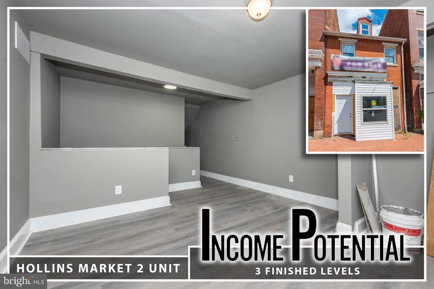 Investor or Multi-Generational Opportunity in Franklin Square! This unique non-conforming 2-unit property offers versatile living arrangements and excellent potential. The main level features a 1-bedroom unit complete with a full bath and kitchen—perfect for guests or rental income. The upper bi-level unit boasts two levels of living space, a living room, kitchen, bedroom, and 2 full baths.  The property is equipped with a single electric meter and water heater. Ideally located near Carroll Park, Carroll Park Golf Course, Grace Medical Center, Mount Clare Junction Shopping Center, and the University of Maryland Medical Center, this home offers both convenience and accessibility. A rare find in a sought-after location!  Buyer to verify zoning