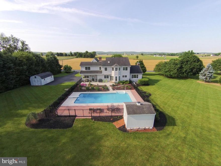 Make time to see this wonderful home on 1.22 acres w beautiful 20x40 in-ground pool. Kitchen w island & desk. All appliances included. FR w FP. Formal DR & LR w FP. Study on main. 2 story foyer. Huge game room in LL. Spacious owners suite w oversized WIC. Central vac. Security system. 2 FP's. Drop Zone w organizing cabinets. Huge garage. LL storage. 10x20 + 10x12 sheds. Countryside views. Private backyard. Minutes to 72/322/422  and Turnpike!