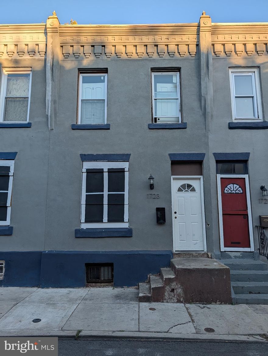 3 bedroom house in Brewerytown.  Being sold cash as is, seller requests buyer use seller's title company for title insurance and settlement, 10% Certified Funds Deposit and Proof Of Funds, Buyer will be responsible for U&O. ALL OFFERS WILL BE PRESENTED. Vacant on lock box