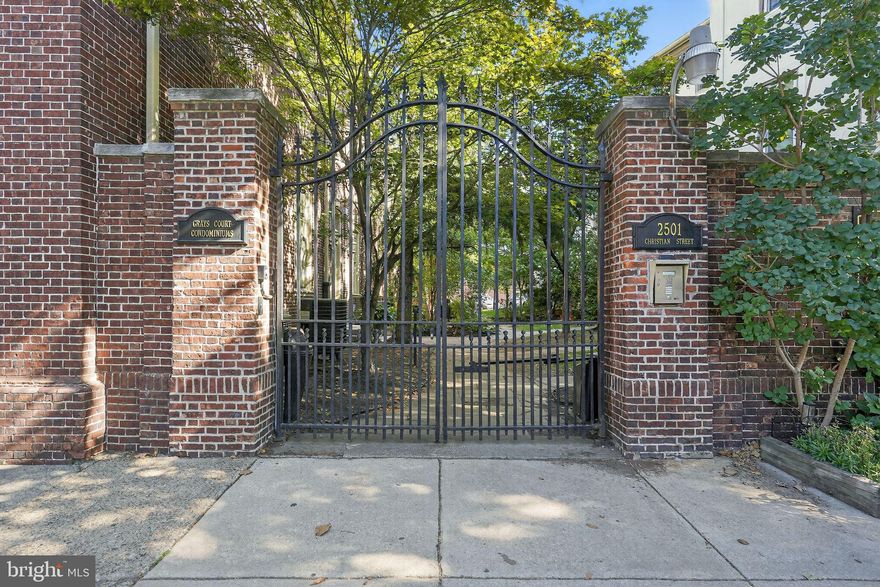 Offering easy and convenient, assigned parking, welcome to 2501 Christian Street, Unit 403 — a beautifully appointed 3-bedroom, 2-bathroom townhome nestled in the highly sought-after Graduate Hospital neighborhood. This spacious residence features an open, flexible floor plan bathed in natural light, soaring ceilings, and sophisticated modern finishes throughout. The chef’s kitchen seamlessly connects to the expansive living and dining area, creating the perfect setting for both everyday living and effortless entertaining.

Three generously sized bedrooms offer comfort and privacy, while two thoughtfully designed full bathrooms provide both style and convenience. Set within the exclusive, gated Grays Court community, residents are welcomed by a charming magnolia tree–lined courtyard, blending natural beauty with boutique urban living.

Ideally located, this home provides easy access to the Schuylkill River Trail, Rittenhouse Square, University City, and Center City — offering the perfect combination of space, character, and convenience in one of Philadelphia’s most desirable neighborhoods.