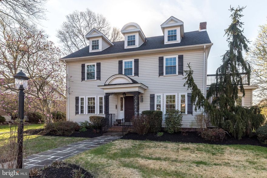 As the address implies, this home is situated in the well-known Rosedale retreat of Pottstown Borough, Montgomery County, PA. A side walk-lined street guides the visitor to an in-bloom pink Magnolia tree and flagstone walk leading to this home with a grand porch-covered and railed entry with stained glass sidelights. Inside, a sweeping staircase and inlaid wooden floors capture your attention. To one side is the living room and adjoining sunroom providing ample daylight. The living room has a genuine wood-burning fireplace bordered by Mercer tiles (Moravian Pottery & Tile Works) and 2 sets of French doors that lead to the sunroom. To the other side is a formal dining room. As you will see, crown molding and high baseboard adorn most rooms and a powder room is nestled to the side of the staircase. From the dining room easily enter the tiled kitchen w/ granite counter and stainless appliances. The kitchen leads to a breakfast nook, mudroom and basement. From mudroom, a sliding door provides access to a flagstone patio w/ half wall. From the sliding door, it’s an easy walk to your garage also. Back at the staircase, a turned set of stairs leads to a master bedroom and accompanying tiled master bathroom, tiled hall bathroom, two good-sized bedrooms and a desirable 2nd floor laundry w/ glass door. A second set of turned stairs leads to two other bedrooms on a 3rd floor ! The bedrooms have dormer windows, built-in eave storage and there’s even a cedar closet. The property owner chose to close the 3rd floor bathroom due to a leak and non-use. It can surely be utilized again and offers tile and a period clawed bathtub. The basement offers interior, perimeter drain protection, another laundry hookup if desired, a newer oil-hot water heater and outside entrance. The house is fully air-conditioned and a new roof, siding and windows were installed in 2018. A multitude of retail stores, Pottstown Hospital, The Wyndcroft School, 2 DYI centers and easy access to Rt 422 surround this quaint house and neighborhood. Washer, dryer and refrigerator included in sale in "As Is" condition.