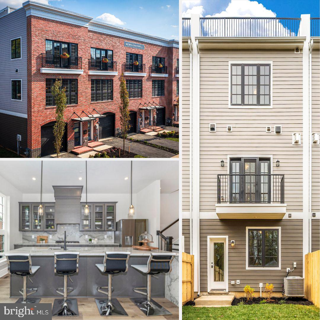 ***THE LAST MEWS ON MAXWELL TOWNHOUSE AVAILABLE – 2024 FCBIA BEST TOWNHOUSE!***
This END UNIT new construction 4-story townhouse with elevator and a 54' rooftop deck (the largest in Frederick!) is a true one-of-a-kind. With east–west orientation, you can enjoy both sunrise and sunset daily from your living room or rooftop deck. Nestled in picturesque Downtown Frederick—just steps from the city’s best dining, shopping, and entertainment—no detail was overlooked, and no expense spared in the creation of these award-winning homes.
The Mews on Maxwell features an open-concept design with the latest smart home technology (garage, doorbell, HVAC, and security system), plus a vacuum elevator for modern convenience. Its striking exterior blends red and black brick, black casement windows, custom iron railings, hinged divided-light doors, galvanized gutters, and Hardie plank siding. Each unit includes two private parking spaces, a large backyard with hardscaping, red brick paver patio, privacy fence, utility screen, and professional landscaping. Overflow parking is also available nearby—all with no HOA fees.
Inside, the chef’s kitchen stuns with quartzite countertops, natural gas cooktop, double oven, and LG ThinQ refrigerator with round craft ice. A waterfall island and fireplace surround in natural stone provide dramatic focal points, while custom cabinetry with glass doors, a quartzite kitchen desk, and built-in storage offer both beauty and function. Perfect for entertaining, the dining and family rooms are warmed by a 46" gas fireplace, and a walk-out balcony overlooks the backyard.
The third-floor primary suite opens to a Juliet balcony and includes dual custom closets with built-ins. The spa-like bathroom features natural stone counters, a black soaking tub, dual shower heads with handheld, extra-wide bench, vessel sinks, waterfall faucets, and backlit mirrors. All bathrooms are finished with designer tile to the ceiling, niches, and custom lighting.
The fourth-floor penthouse offers a built-in bar, half bath, and private HVAC system, leading out to a 54' rooftop deck with both east- and west-facing views. Gas and outdoor TV hook-ups are already in place.
✨ Experience Downtown Frederick luxury living at its very best.