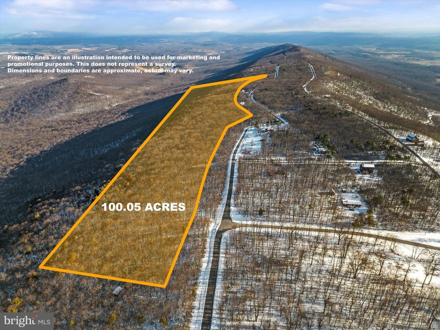 MAY BE SHOWN FOR BACKUP.  From the top of the mountain overlooking the beautiful Shenandoah Valley this 100 acres of pristine wooded property awaits your vision.  With spectacular views and total serenity, this raw land has many potentials- it is coded in Agricultural Land Use and is zoned Residential R5 Dist.  Currently under a one year lease to a hunting management company (this is definitely a hunters paradise).  Must be shown with an agent and scheduled through ShowingTime to alert the management company of people being on the property.  Reflective clothing is advised.  There are paved roads all the way to the property.  The two access points are shown in the uploaded documents (where Antelope Trail meets Cub Trail and where Wolf Spring Trail meets Cub Trail). **48 hours notice required to show**