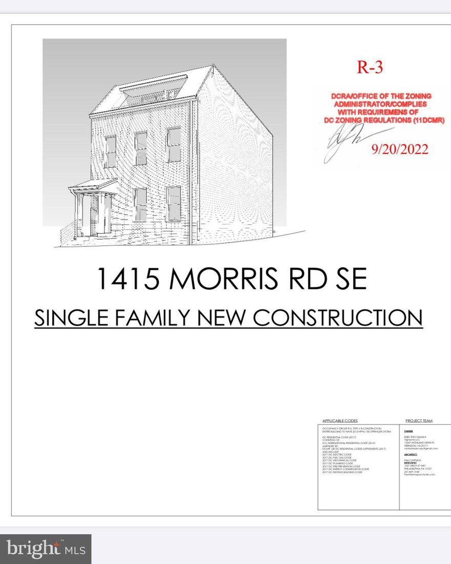 Is there a Development Opportunity in SE Washington DC | R-3 Zoned Lot with Approved Plans and ADU Potential?

Prime development opportunity in Southeast Washington. This large R-3 zoned parcel offers exceptional flexibility for residential construction and is being sold with approved plans for a single-family home with an accessory dwelling unit (ADU), providing an immediate by-right build opportunity.

The proposed build includes a 3-bedroom, 2.5-bath primary residence plus a 2-bedroom, 1-bath ADU, creating a powerful house-hack or income-producing property. Live in one unit while renting the other to help offset your mortgage, or use the ADU for extended family, guests, or long-term rental income.

Why This Property Stands Out

• R-3 zoning in Washington DC allows row dwellings and attached single-family homes
• Large lot size may support the potential for multiple attached residences, subject to subdivision and District approvals
• Approved architectural plans included, saving months of design and planning time
• By-right construction potential for faster development timelines
• Ability to customize finishes and design selections

Ideal For

✔ Residential builders and developers
✔ Investors seeking DC development opportunities
✔ Buyers interested in house hacking with an ADU
✔ End users wanting to build a custom home in Washington DC

Multi-Lot Development Opportunity

Three additional nearby parcels are available, creating a rare opportunity to assemble up to four buildable lots in Southeast DC:

• 1416 1/2 Howard Road SE
• 1417 Morris Road SE
• 1416 Howard Road SE

Buy one, multiple, or all four lots to maximize development potential.

Located in a rapidly evolving section of Southeast Washington DC, this property offers strong long-term appreciation potential and convenient access to major employment centers, transit, and redevelopment corridors.

Buyer to independently verify zoning regulations, density, subdivision potential, permits, and development feasibility with the District of Columbia.
