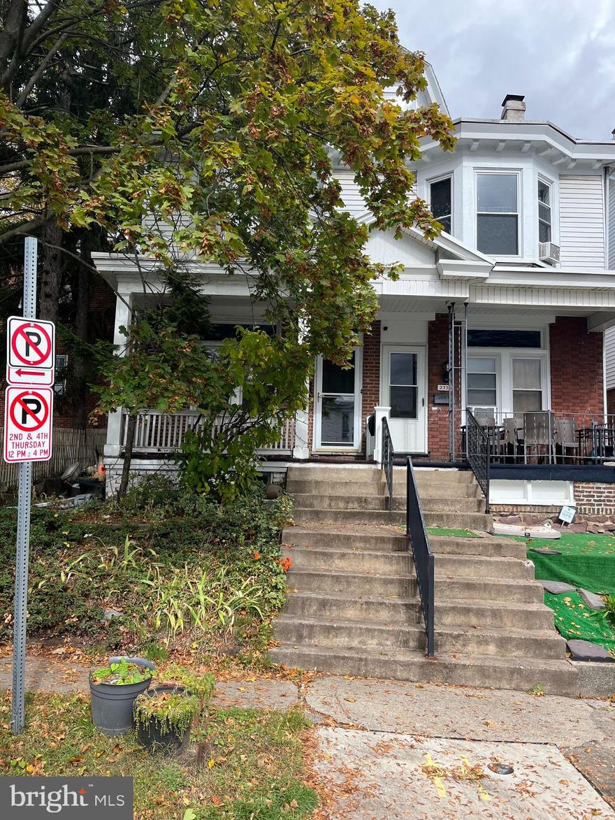 2 story brick semi-detached home in convenient location. 3 bedrooms and 1 bath. Finished attic could be used as 4th bedroom or office. Covered front porch. Fenced in back yard.